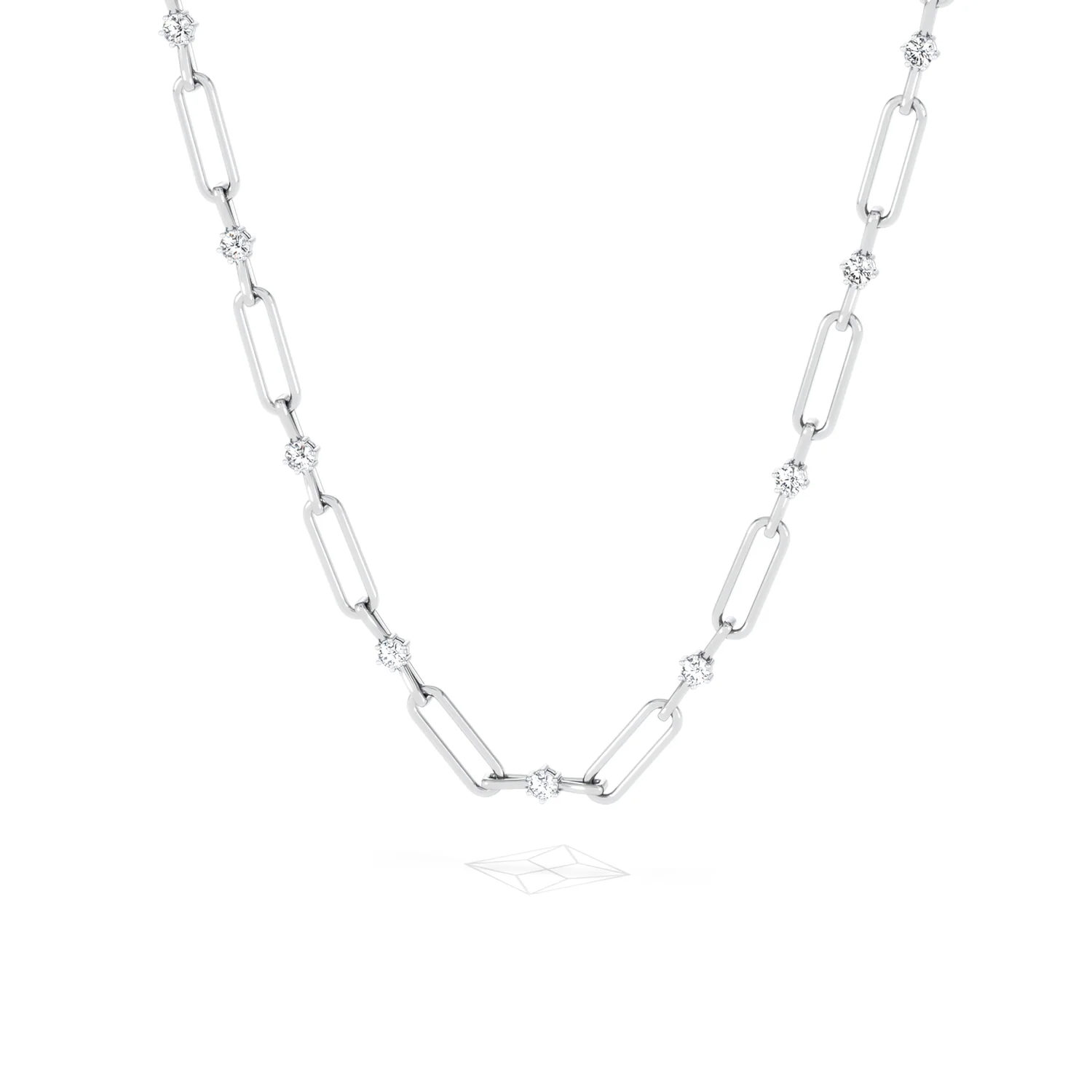 Paperclip 0.74ct Lab Diamond Link Necklace in 18K White Gold - Image 86
