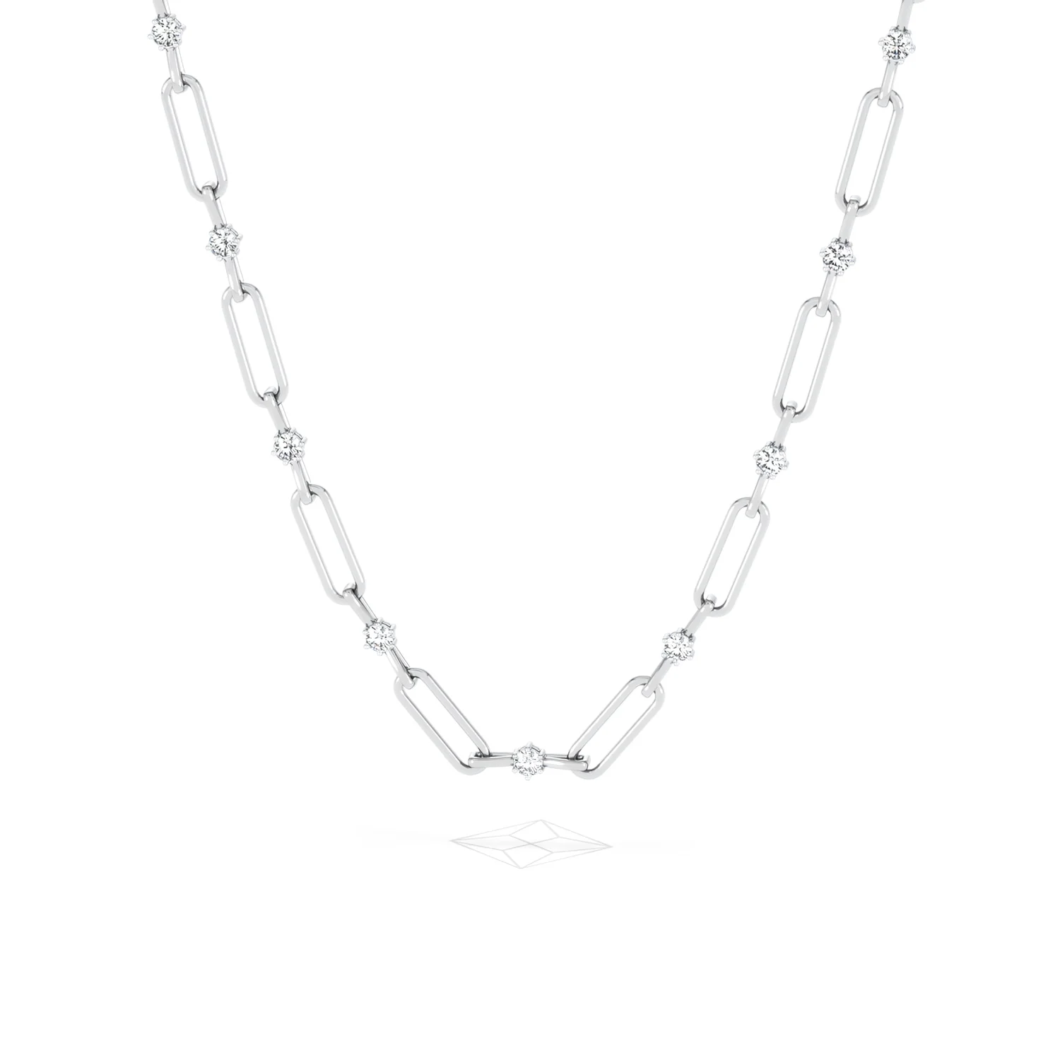 Paperclip 0.74ct Lab Diamond Link Necklace in 18K White Gold - Image 87