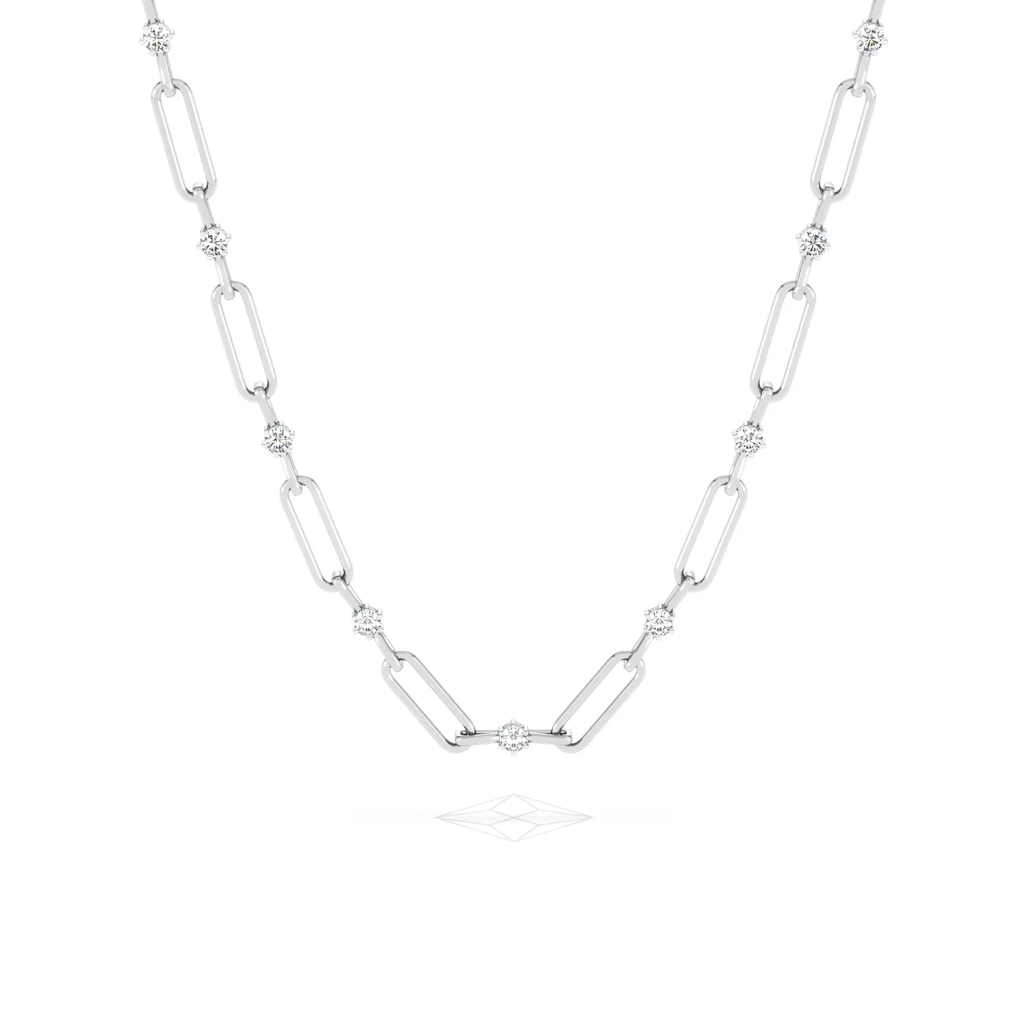 Paperclip 0.74ct Lab Diamond Link Necklace in 18K White Gold - Image 9