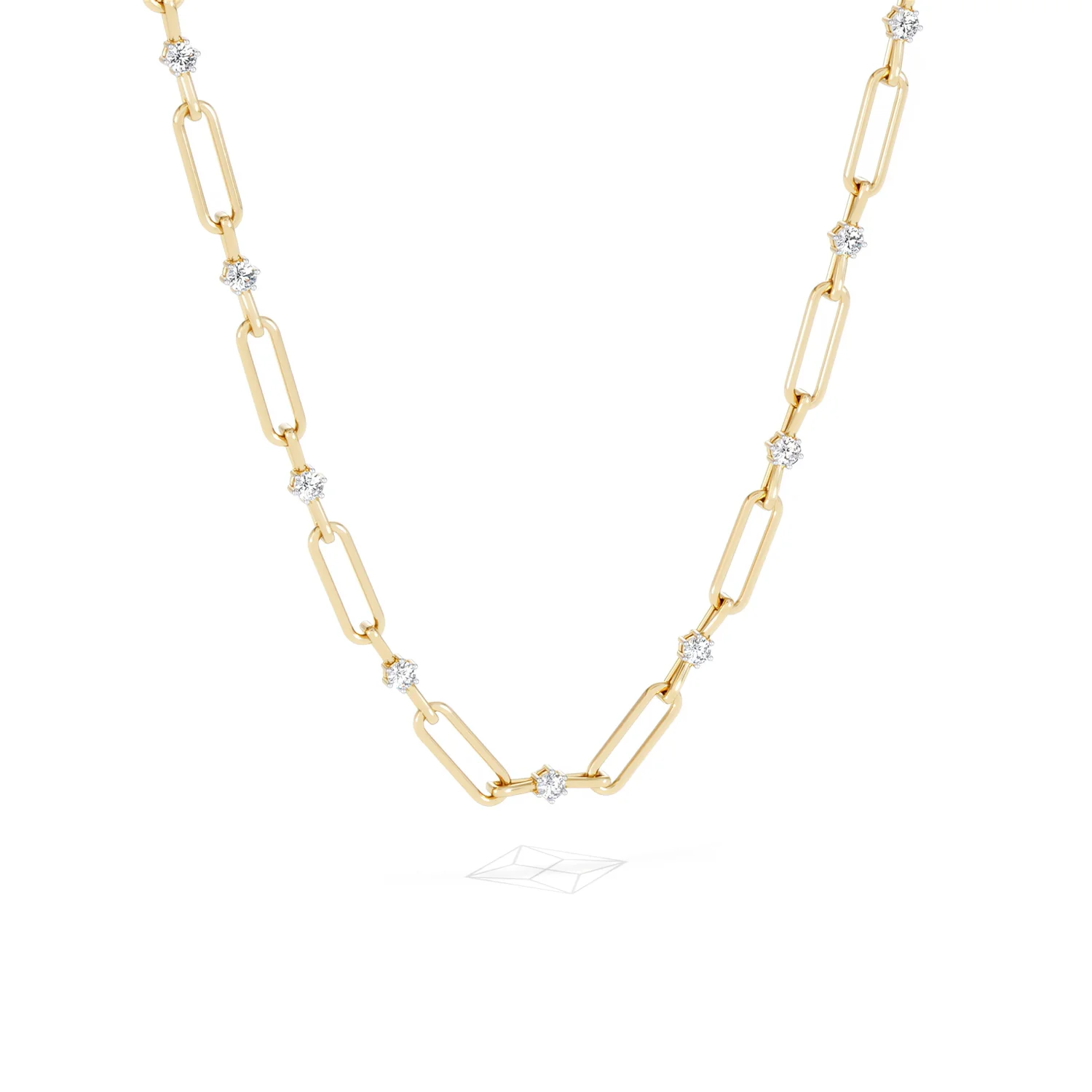 Paperclip 0.74ct Lab Diamond Link Necklace in 18K Yellow Gold - Image 13