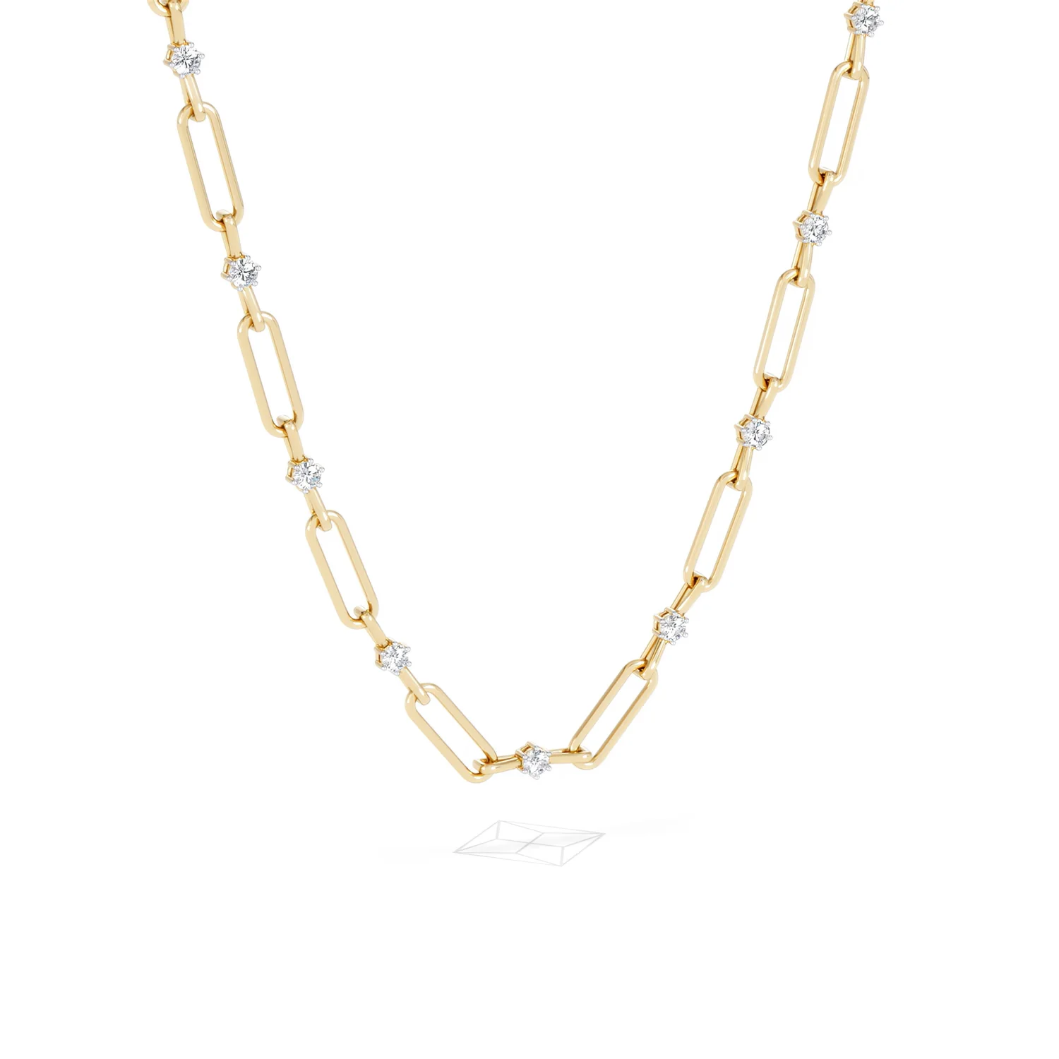 Paperclip 0.74ct Lab Diamond Link Necklace in 18K Yellow Gold - Image 14