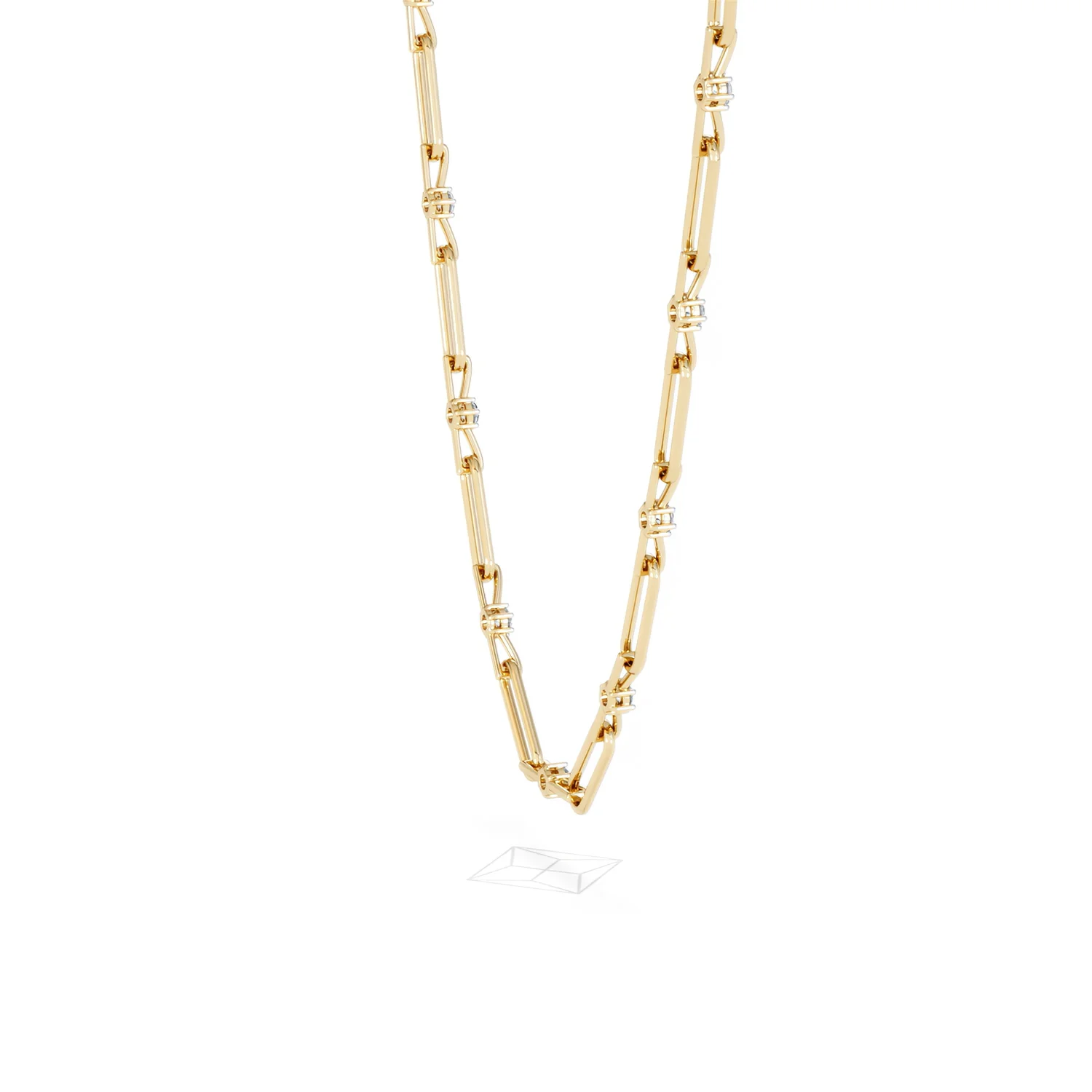 Paperclip 0.74ct Lab Diamond Link Necklace in 18K Yellow Gold - Image 34