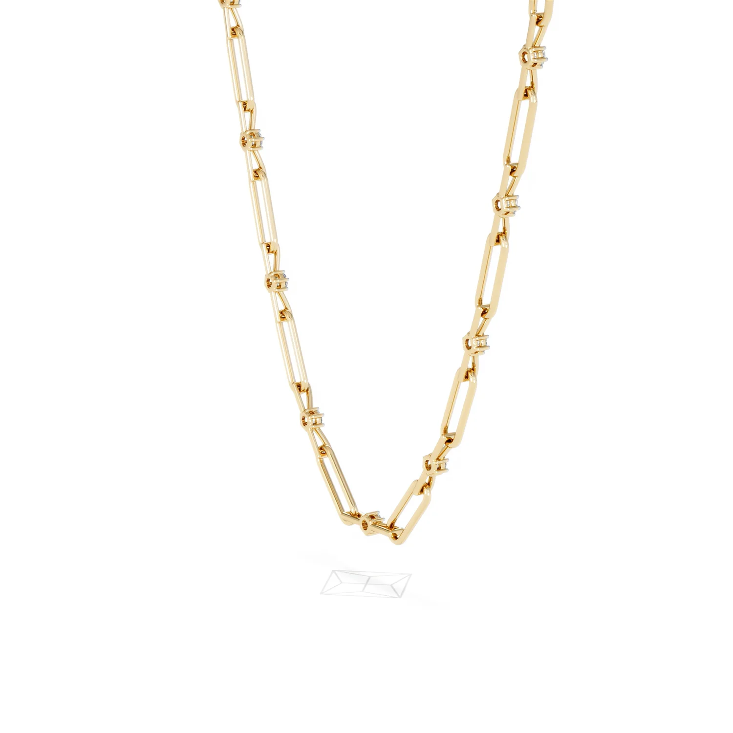 Paperclip 0.74ct Lab Diamond Link Necklace in 18K Yellow Gold - Image 37