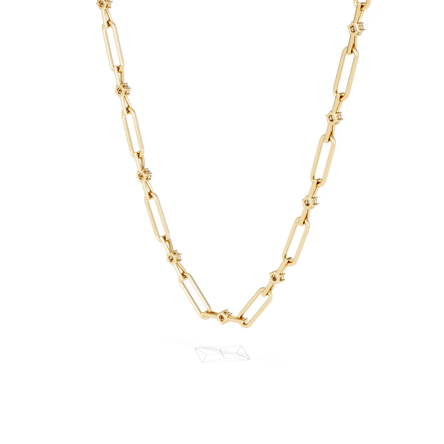 Paperclip 0.74ct Lab Diamond Link Necklace in 18K Yellow Gold - Image 41