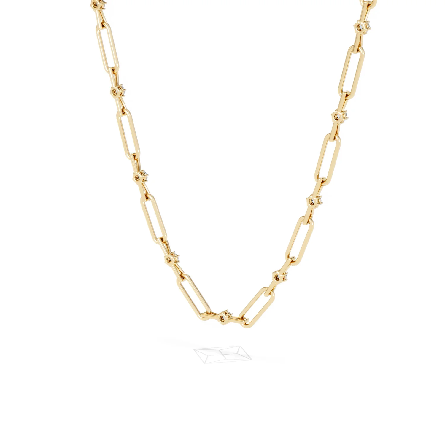 Paperclip 0.74ct Lab Diamond Link Necklace in 18K Yellow Gold - Image 42
