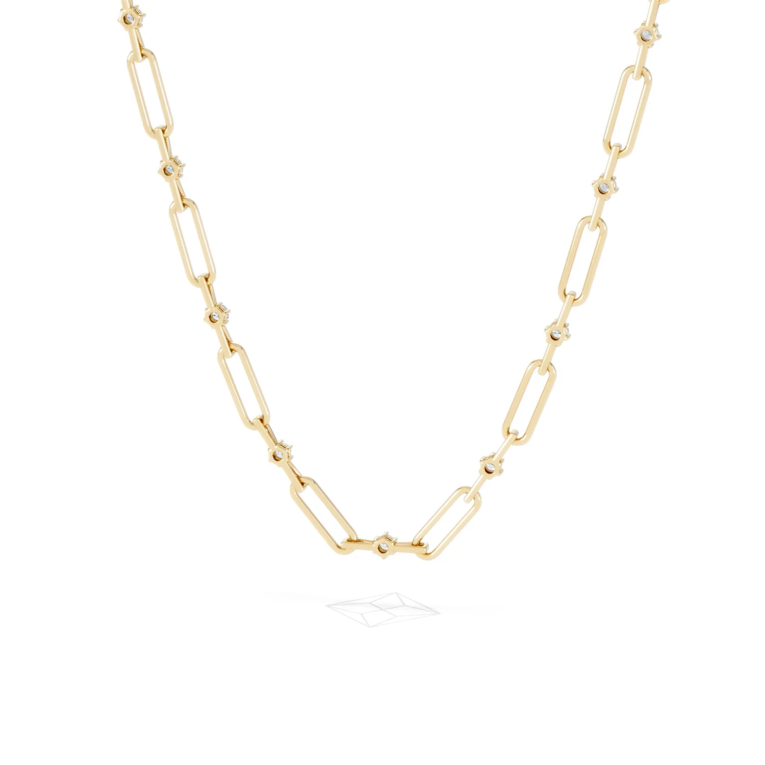 Paperclip 0.74ct Lab Diamond Link Necklace in 18K Yellow Gold - Image 46