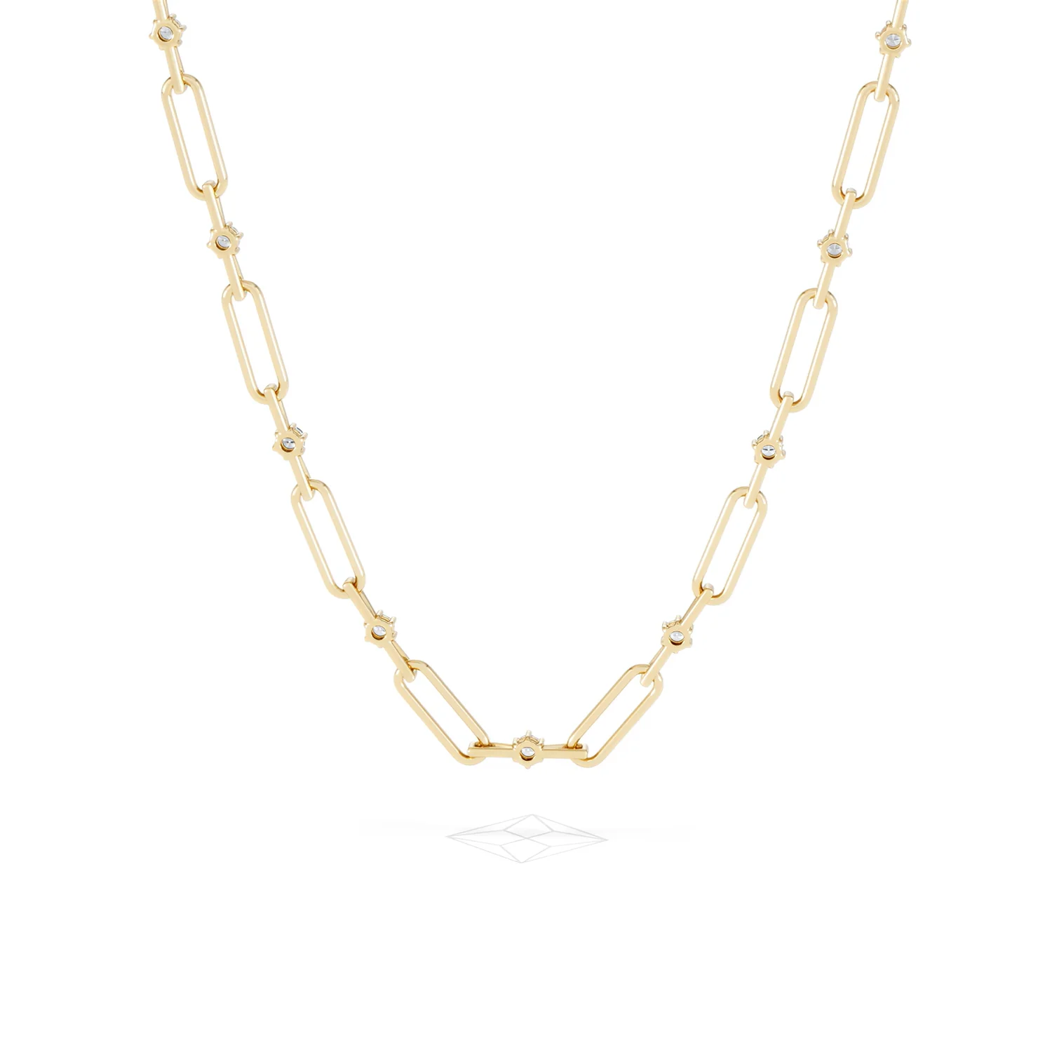 Paperclip 0.74ct Lab Diamond Link Necklace in 18K Yellow Gold - Image 48