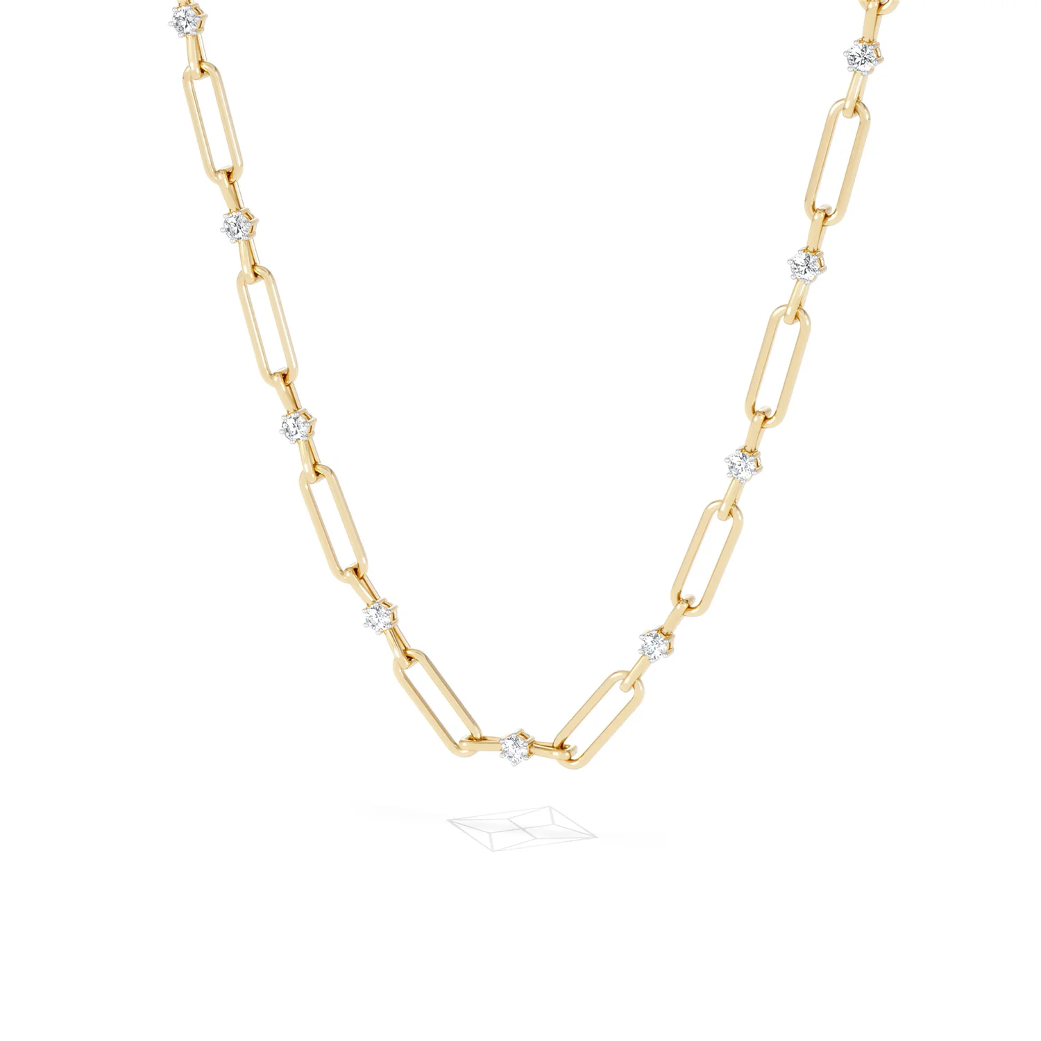 Paperclip 0.74ct Lab Diamond Link Necklace in 18K Yellow Gold - Image 84