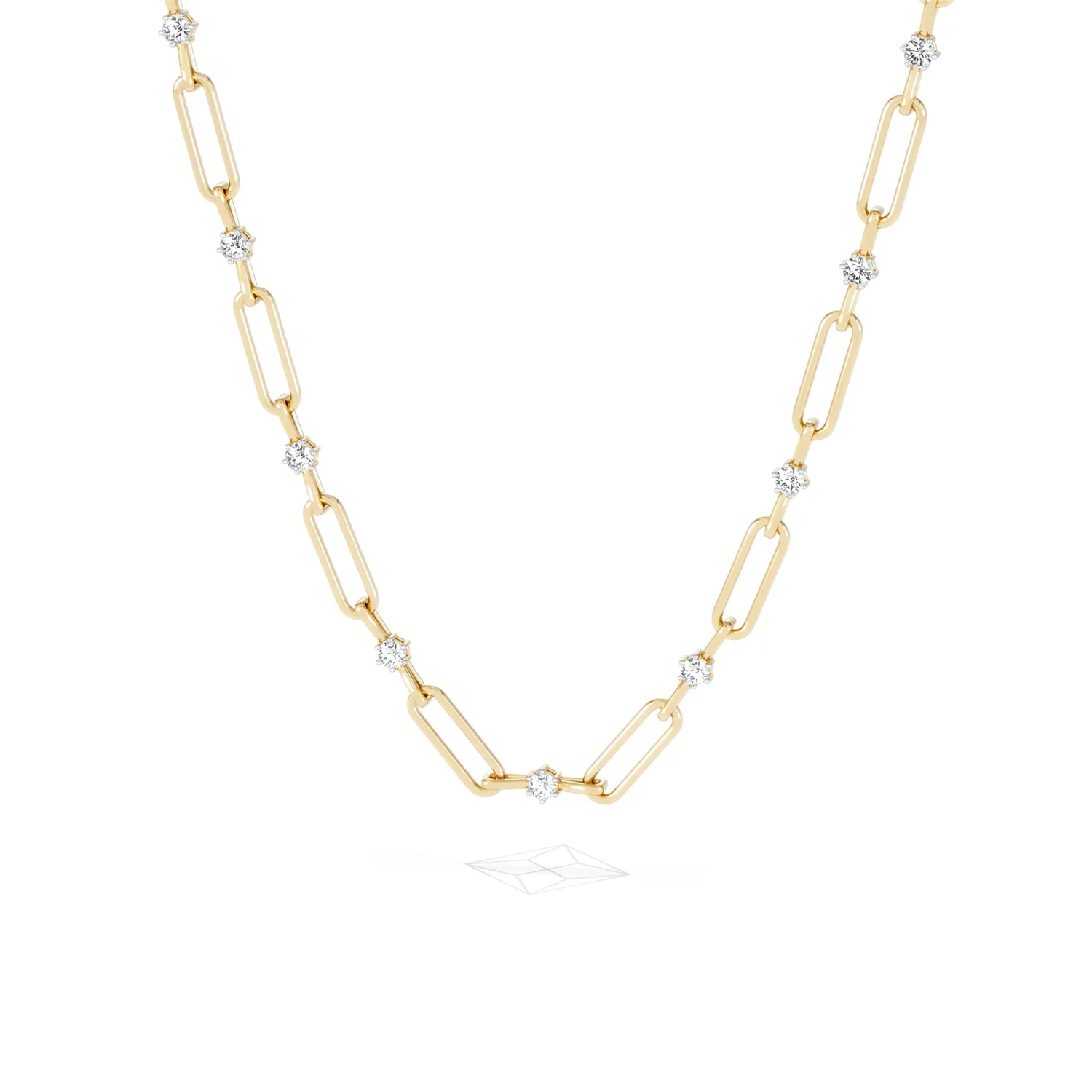 Paperclip 0.74ct Lab Diamond Link Necklace in 18K Yellow Gold - Image 86