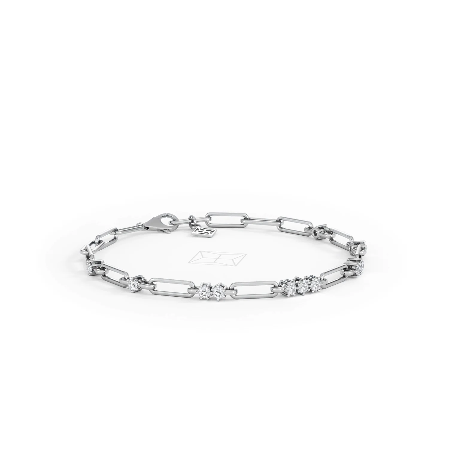 Paperclip 0.75ct Lab Diamond Link Bracelet in 18K White Gold - Image 16