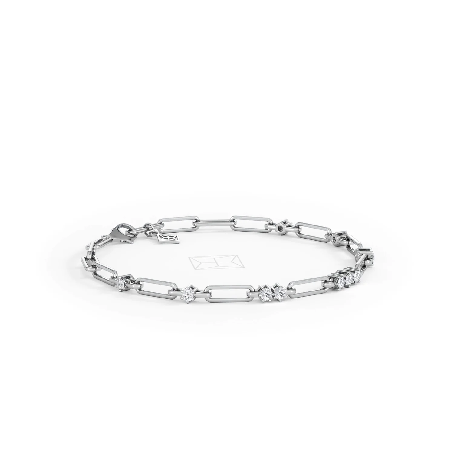 Paperclip 0.75ct Lab Diamond Link Bracelet in 18K White Gold - Image 21