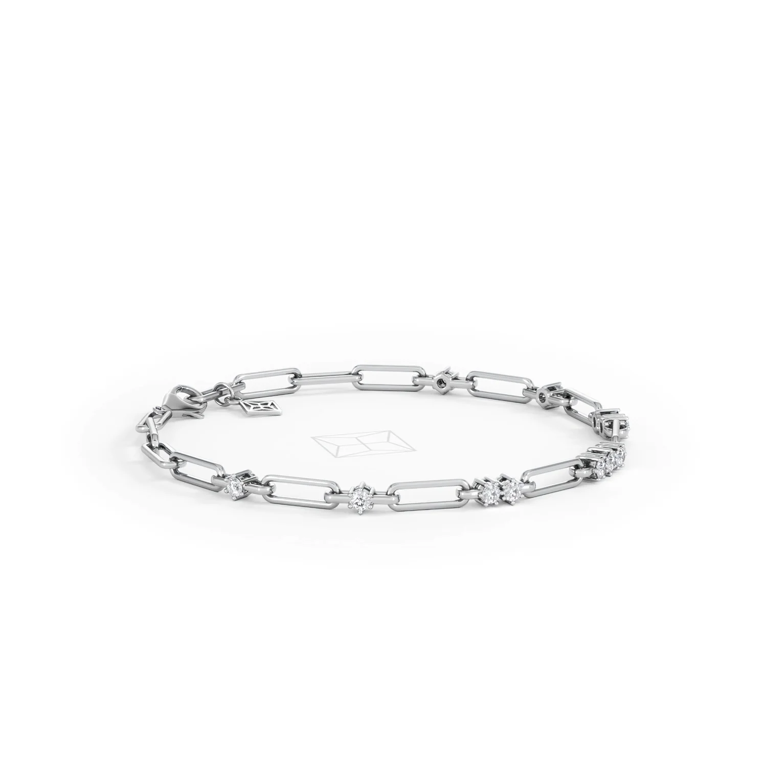 Paperclip 0.75ct Lab Diamond Link Bracelet in 18K White Gold - Image 23