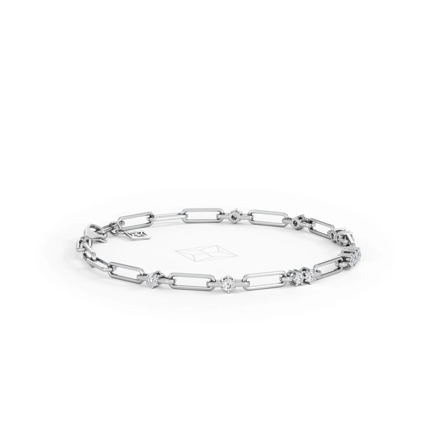 Paperclip 0.75ct Lab Diamond Link Bracelet in 18K White Gold - Image 25