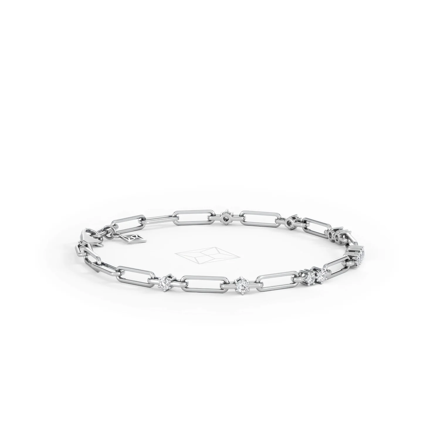Paperclip 0.75ct Lab Diamond Link Bracelet in 18K White Gold - Image 26
