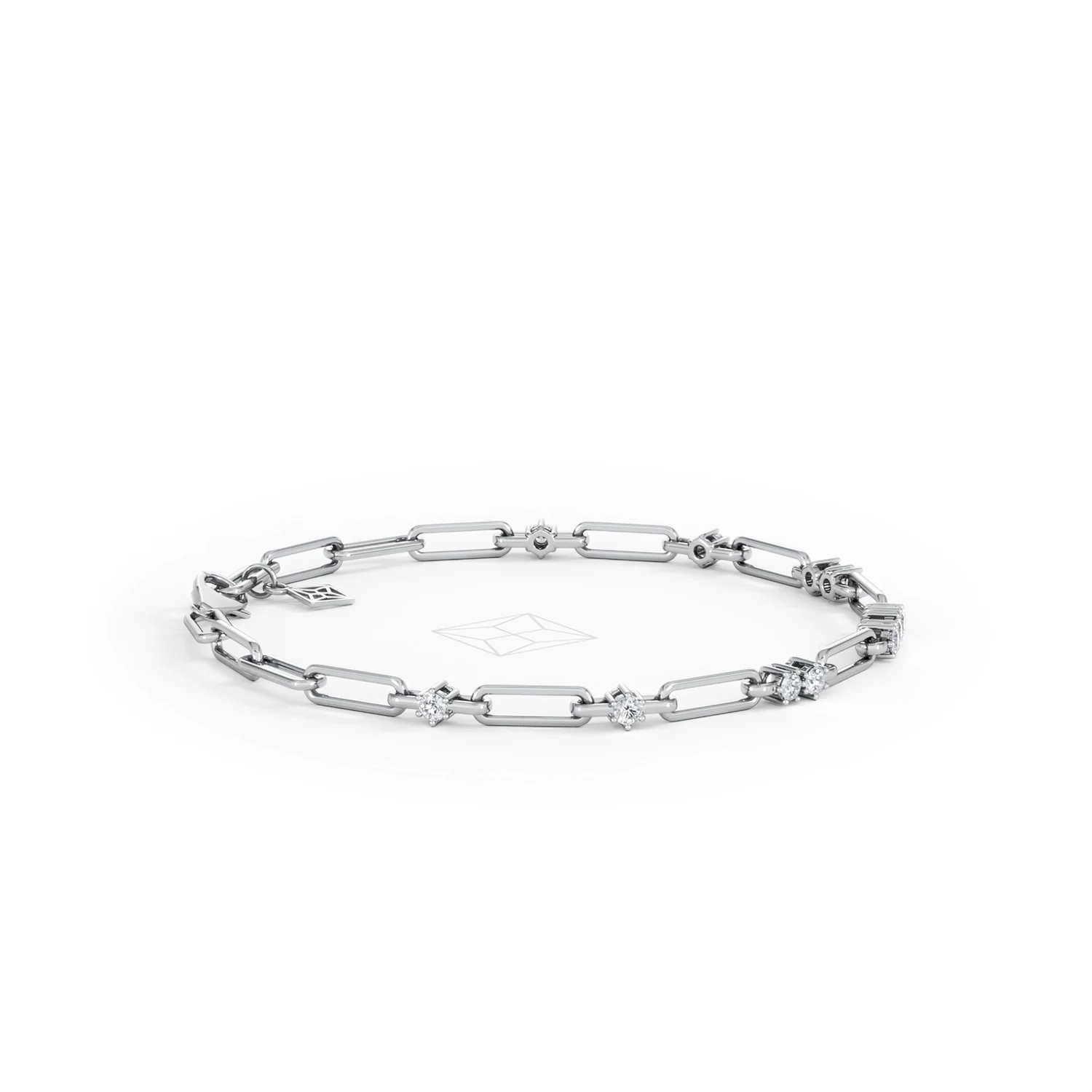 Paperclip 0.75ct Lab Diamond Link Bracelet in 18K White Gold - Image 27