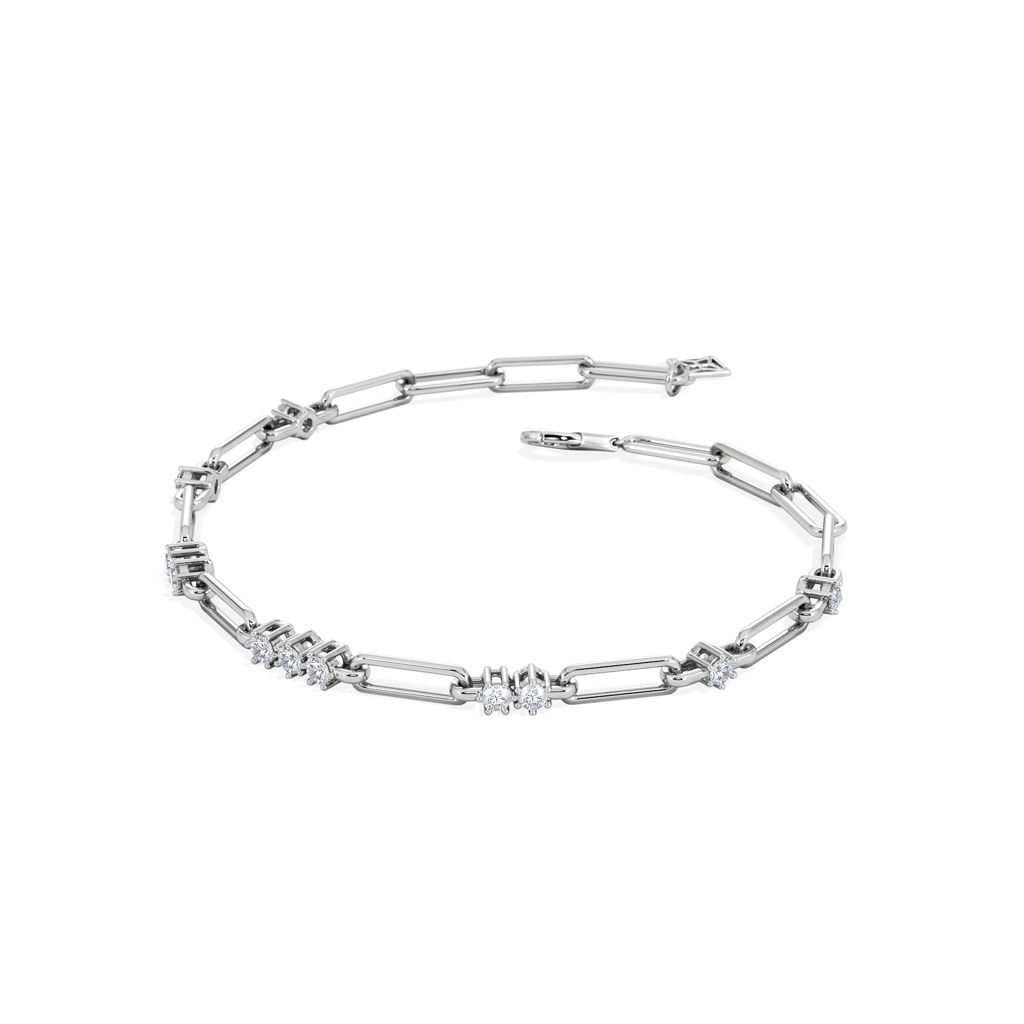 Paperclip 0.75ct Lab Diamond Link Bracelet in 18K White Gold - Image 3