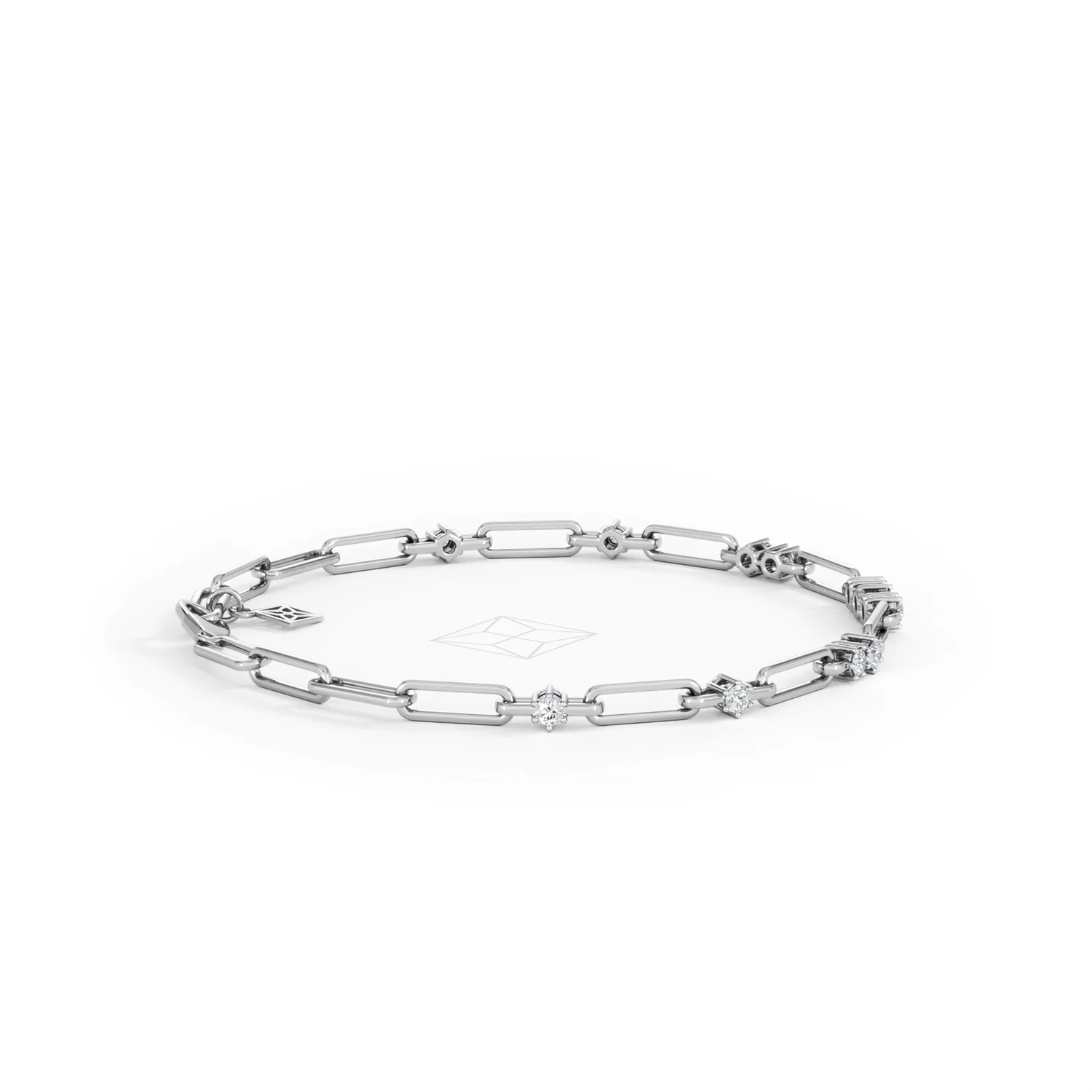 Paperclip 0.75ct Lab Diamond Link Bracelet in 18K White Gold - Image 31