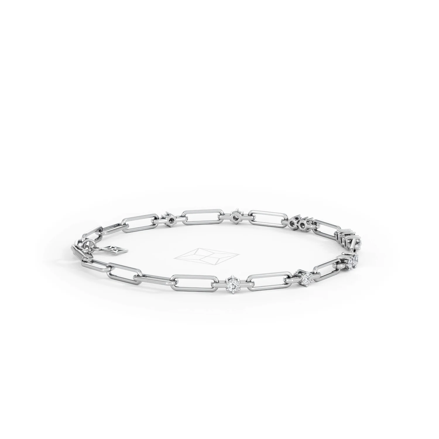 Paperclip 0.75ct Lab Diamond Link Bracelet in 18K White Gold - Image 32