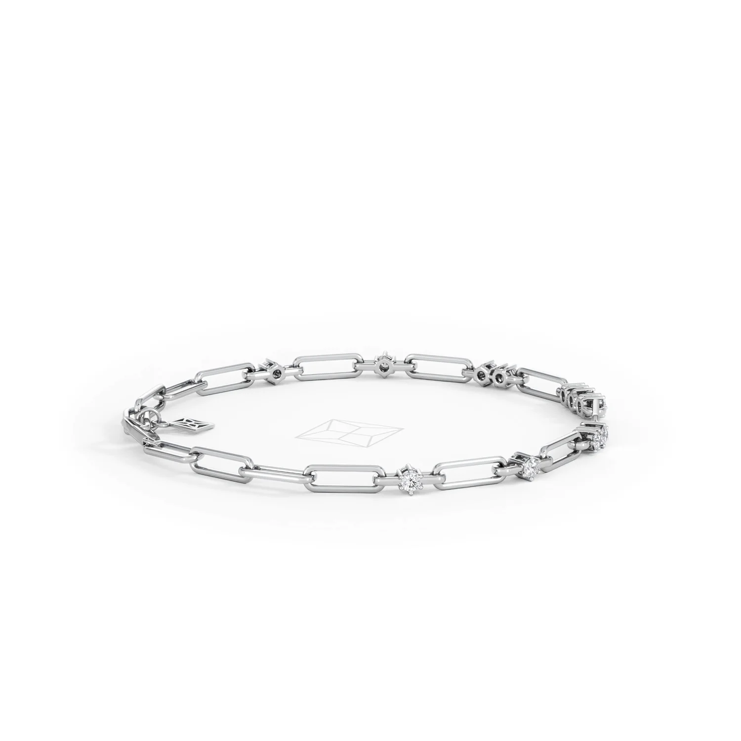 Paperclip 0.75ct Lab Diamond Link Bracelet in 18K White Gold - Image 33