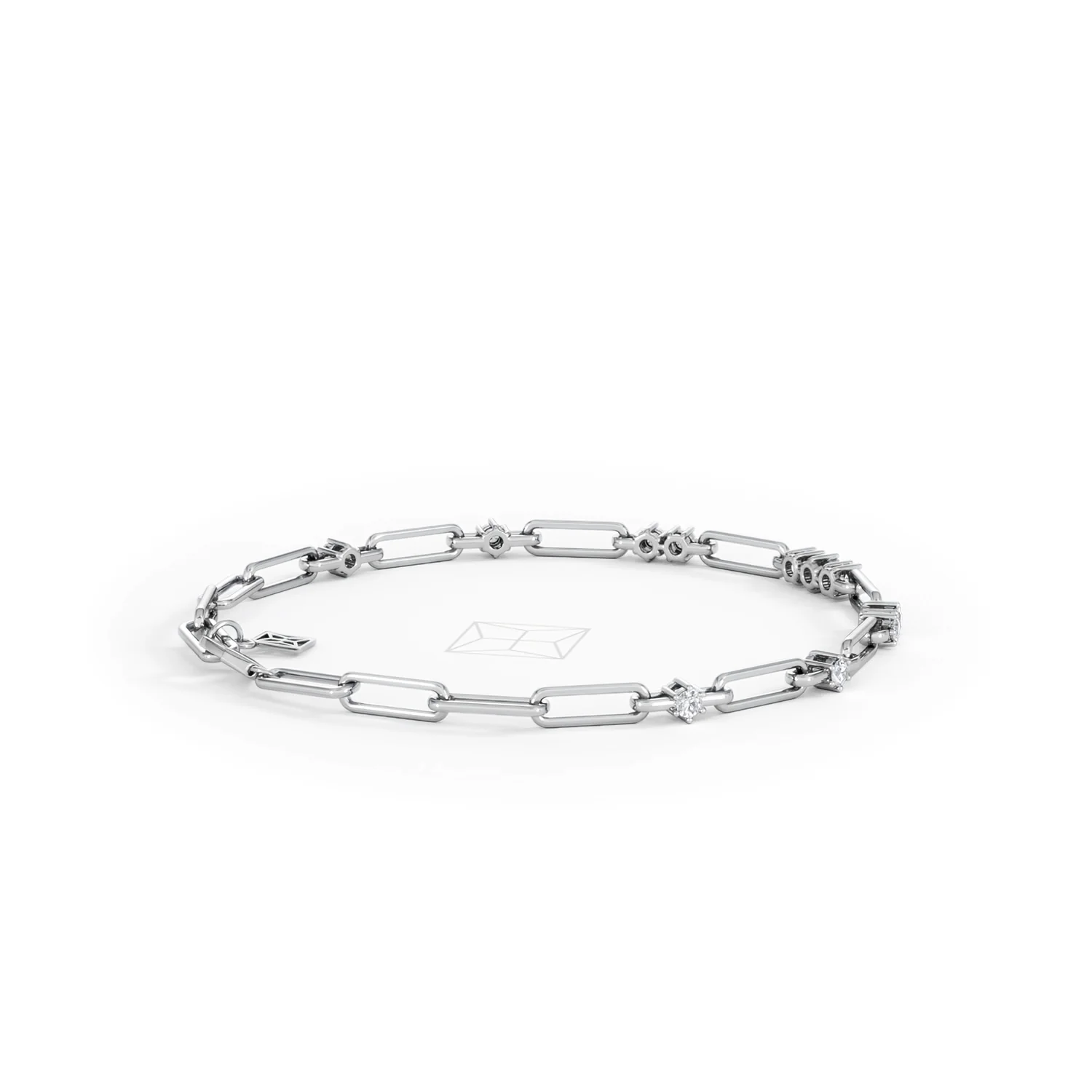 Paperclip 0.75ct Lab Diamond Link Bracelet in 18K White Gold - Image 36