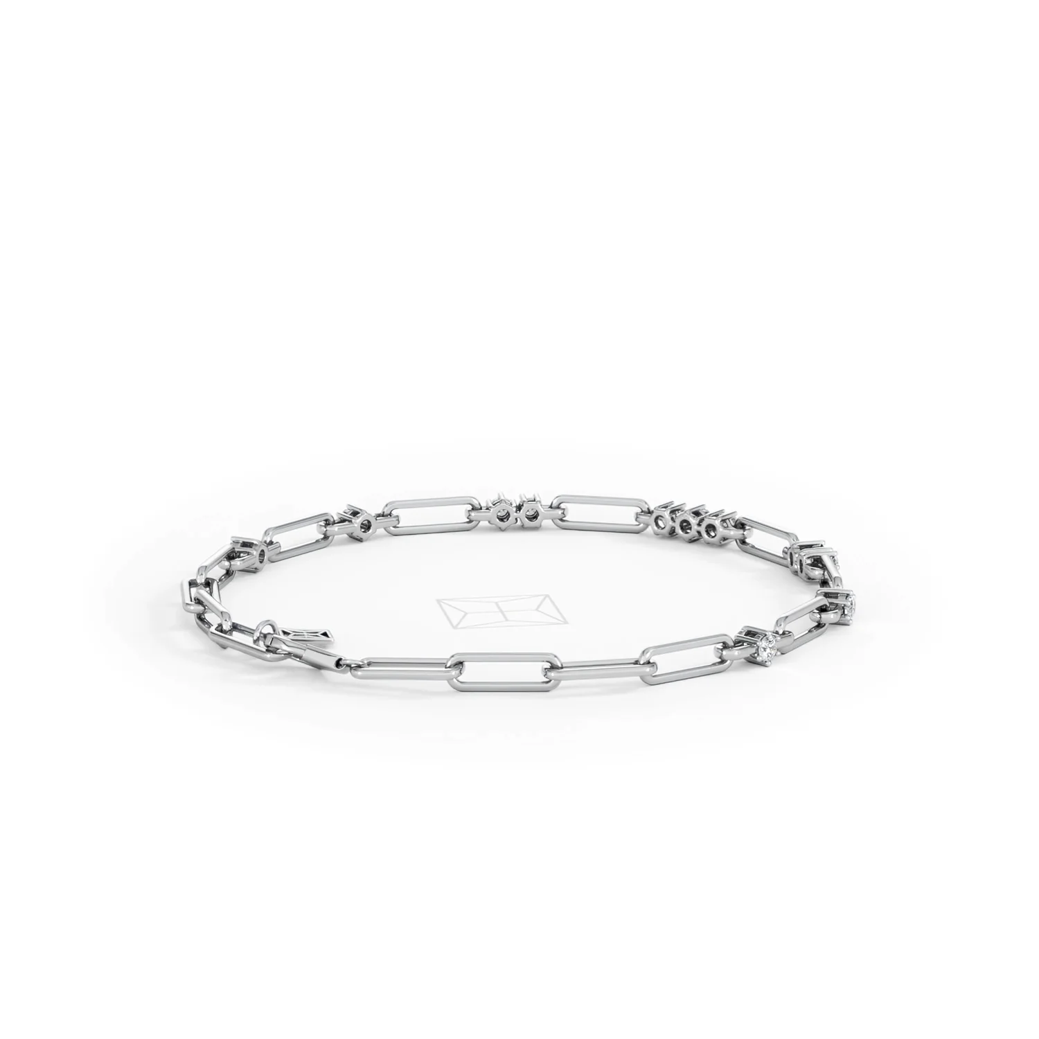 Paperclip 0.75ct Lab Diamond Link Bracelet in 18K White Gold - Image 41
