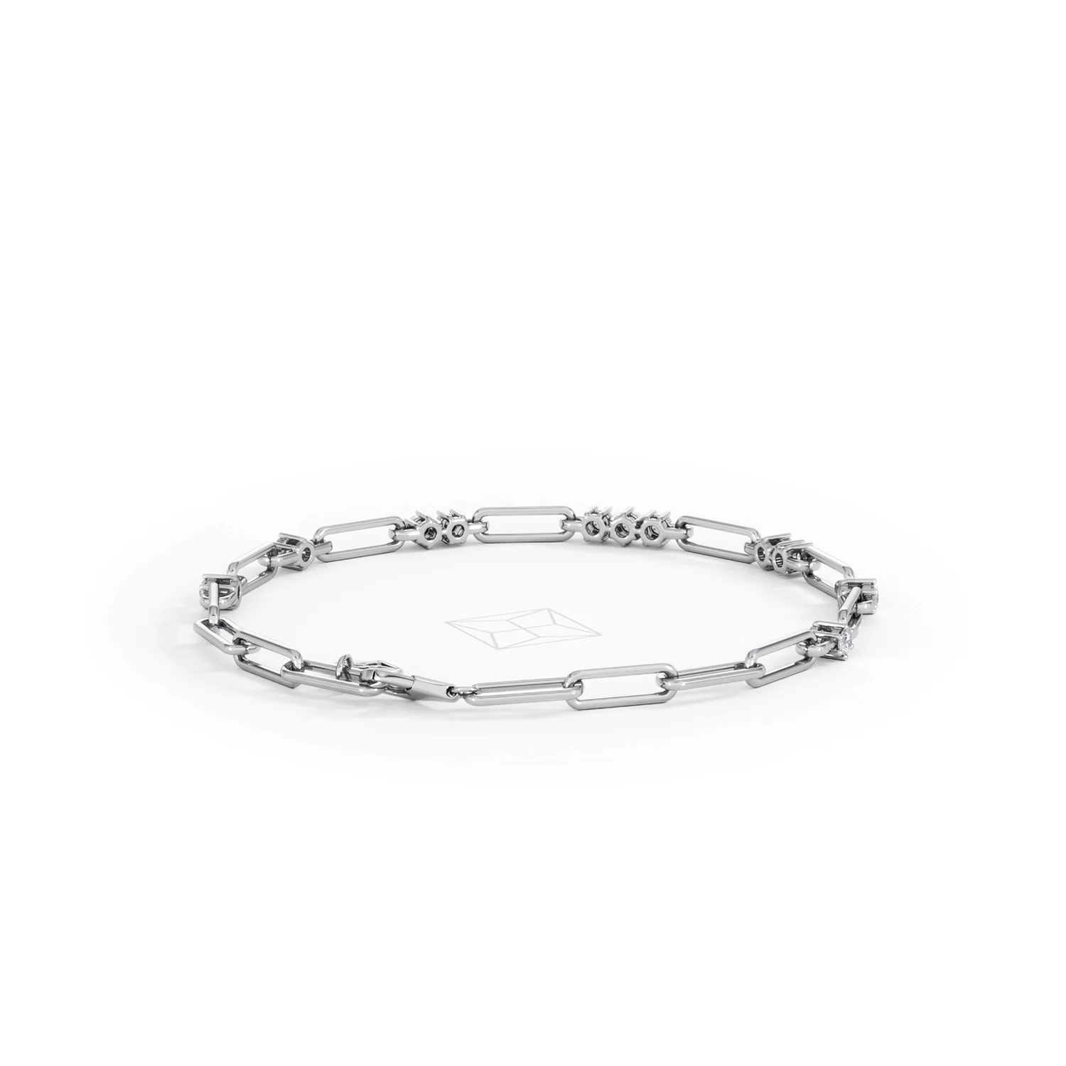 Paperclip 0.75ct Lab Diamond Link Bracelet in 18K White Gold - Image 45