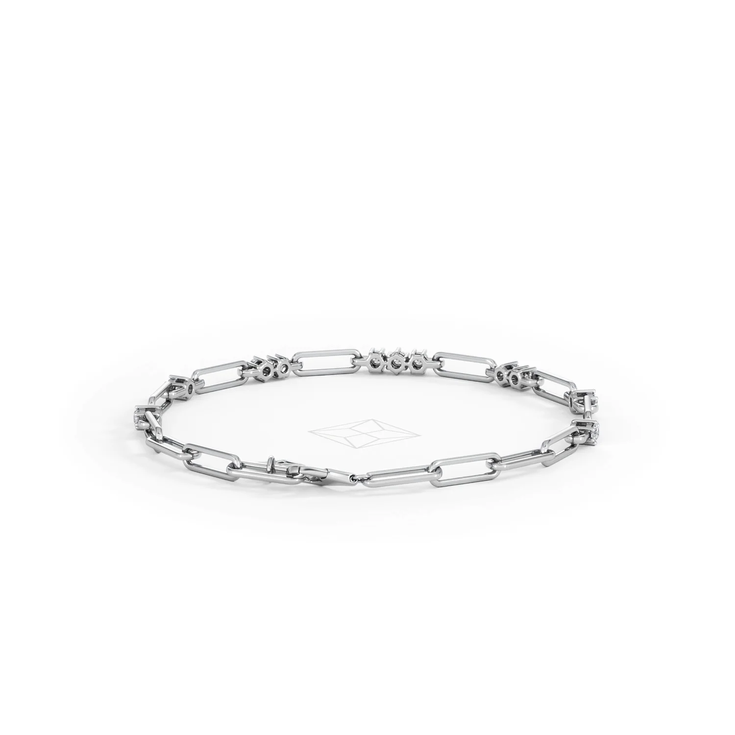 Paperclip 0.75ct Lab Diamond Link Bracelet in 18K White Gold - Image 47