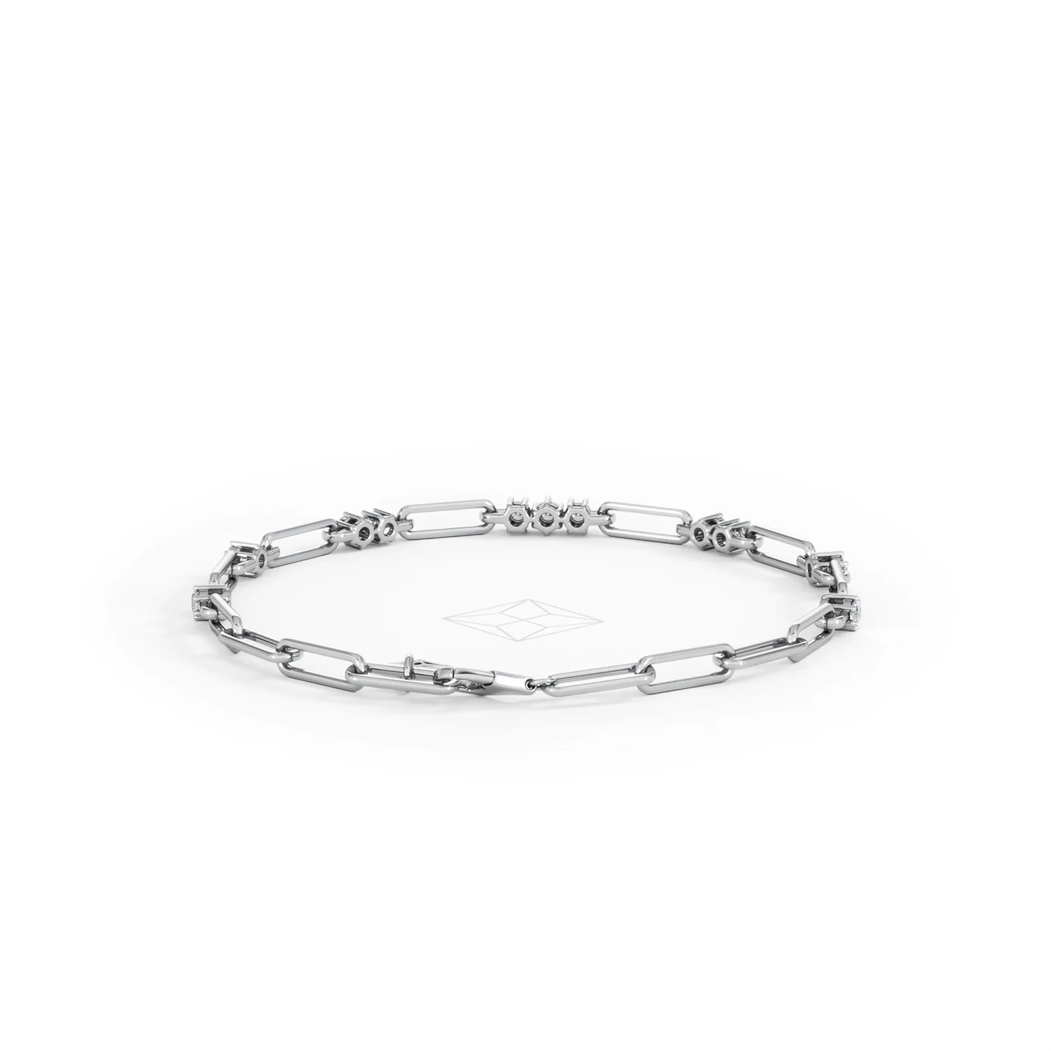 Paperclip 0.75ct Lab Diamond Link Bracelet in 18K White Gold - Image 48