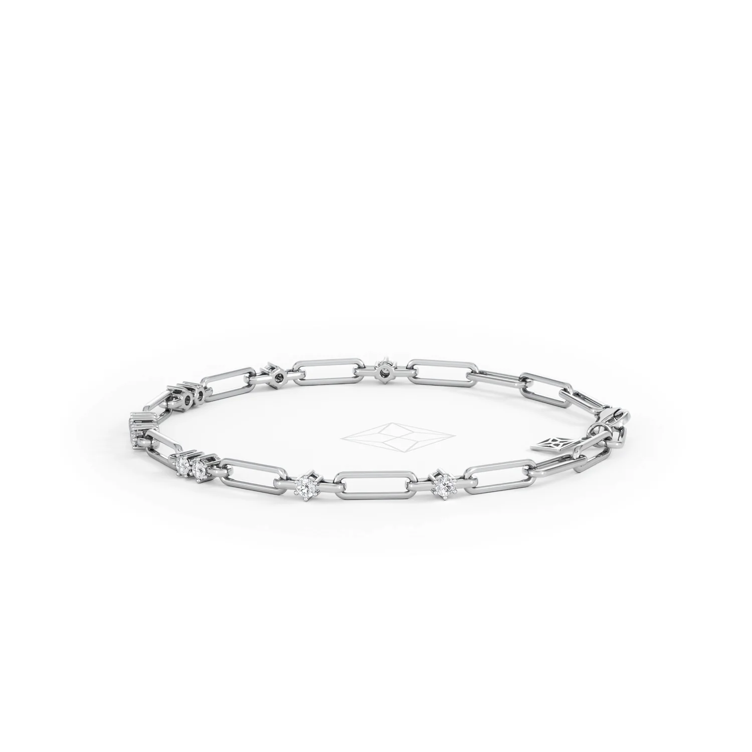 Paperclip 0.75ct Lab Diamond Link Bracelet in 18K White Gold - Image 70