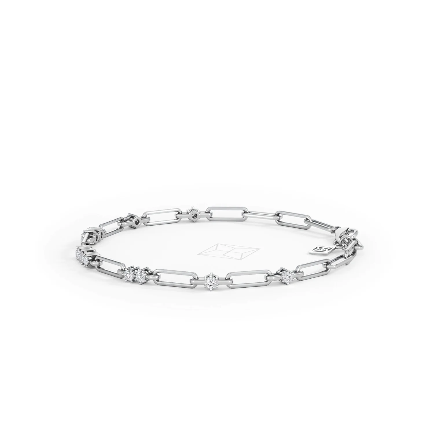 Paperclip 0.75ct Lab Diamond Link Bracelet in 18K White Gold - Image 73