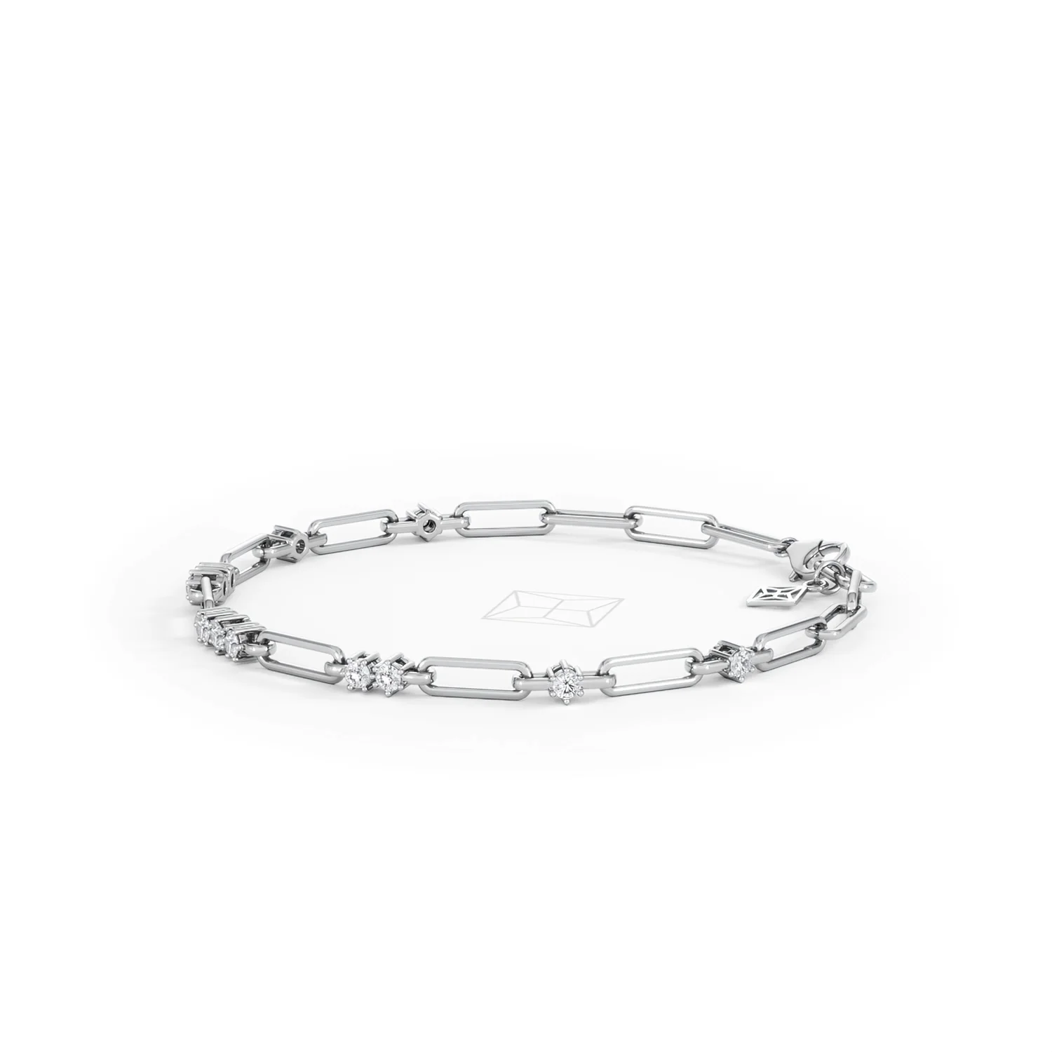 Paperclip 0.75ct Lab Diamond Link Bracelet in 18K White Gold - Image 75