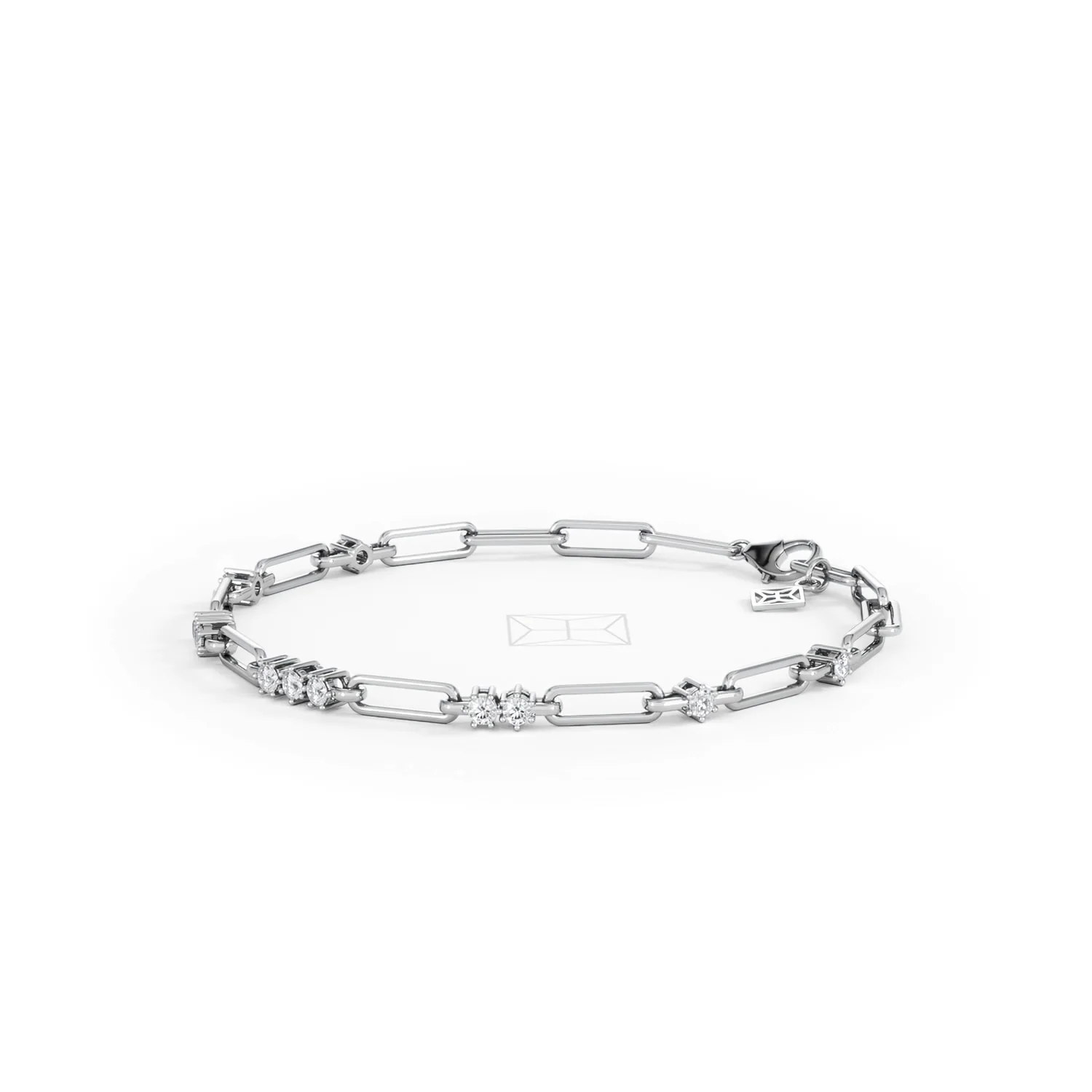 Paperclip 0.75ct Lab Diamond Link Bracelet in 18K White Gold - Image 79