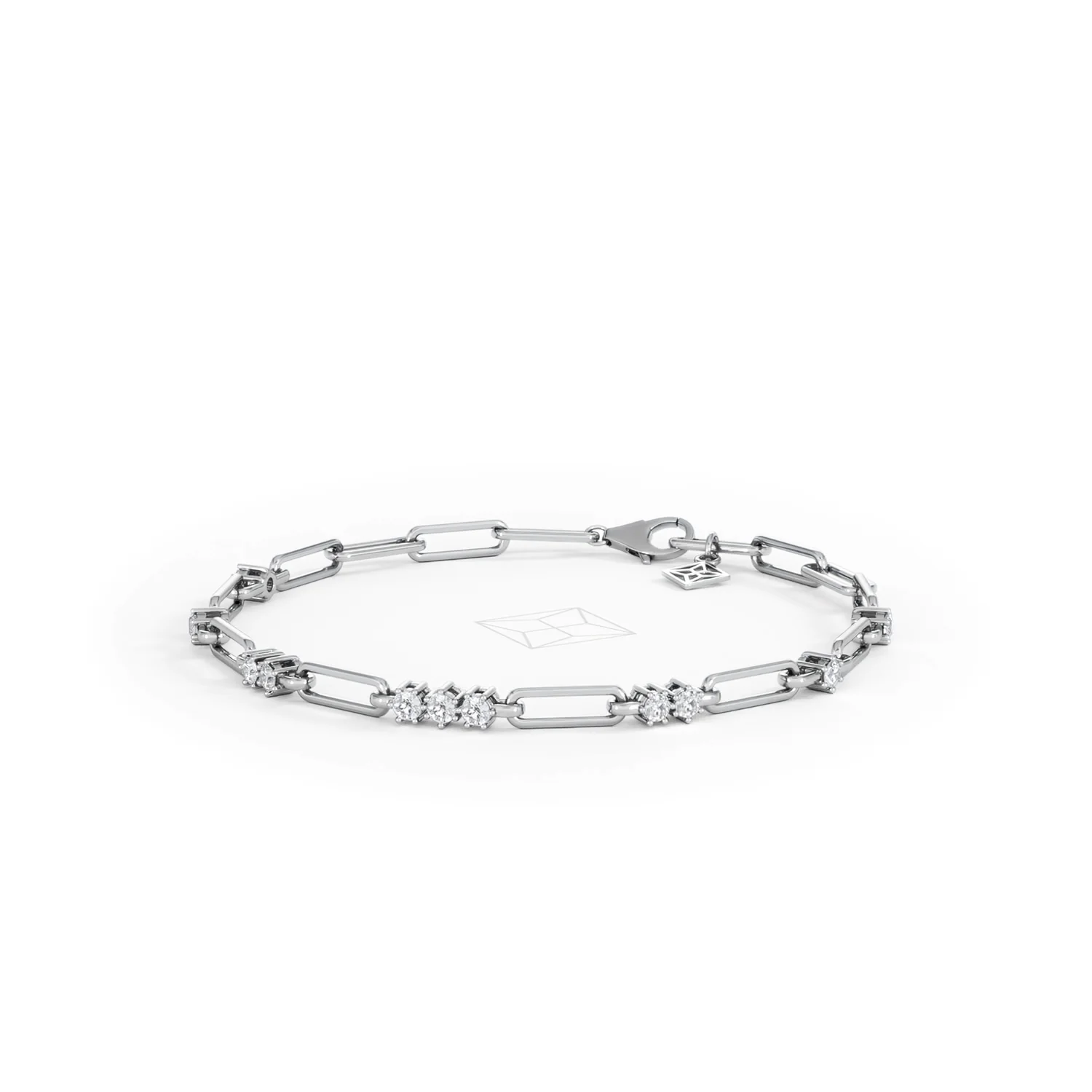 Paperclip 0.75ct Lab Diamond Link Bracelet in 18K White Gold - Image 85