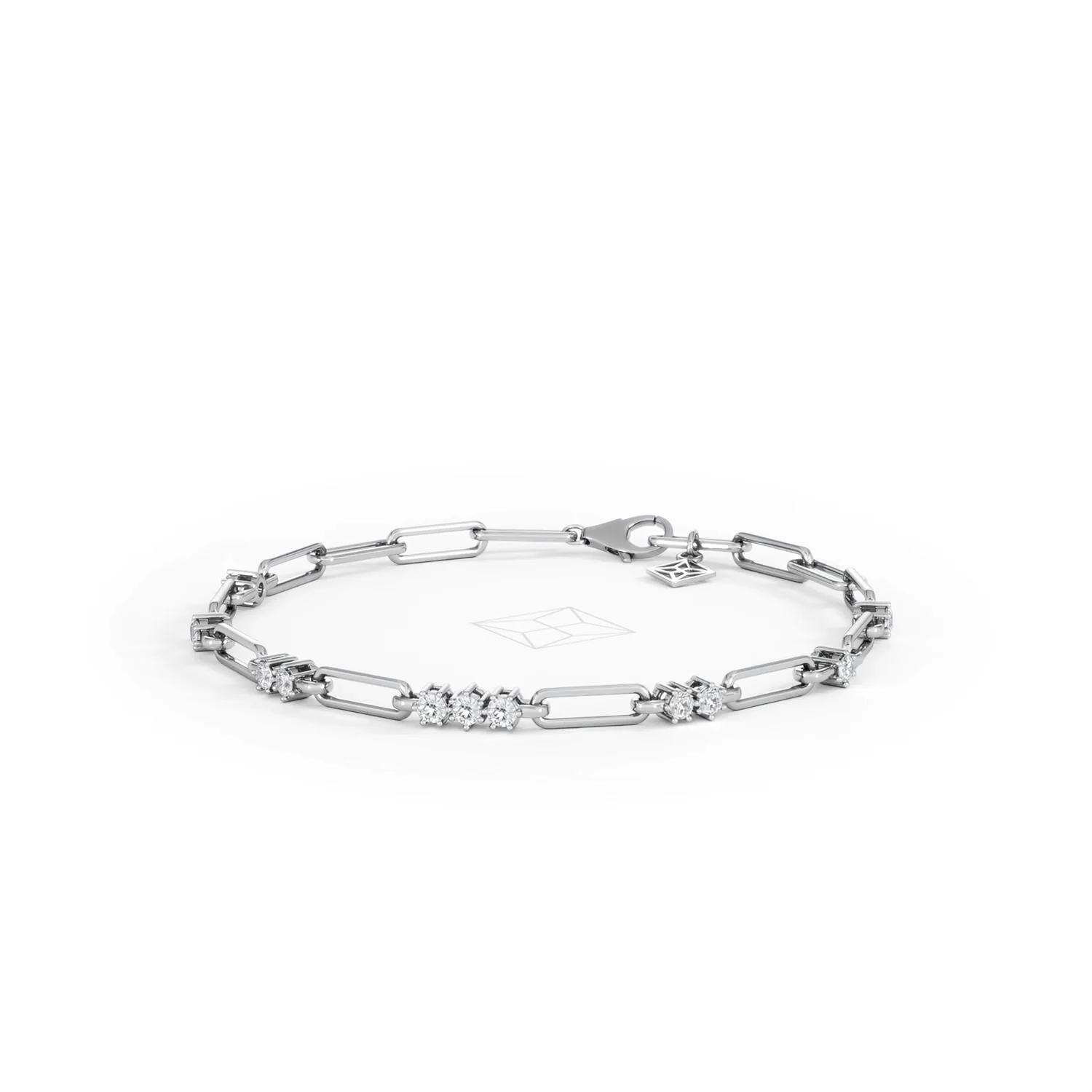 Paperclip 0.75ct Lab Diamond Link Bracelet in 18K White Gold - Image 86