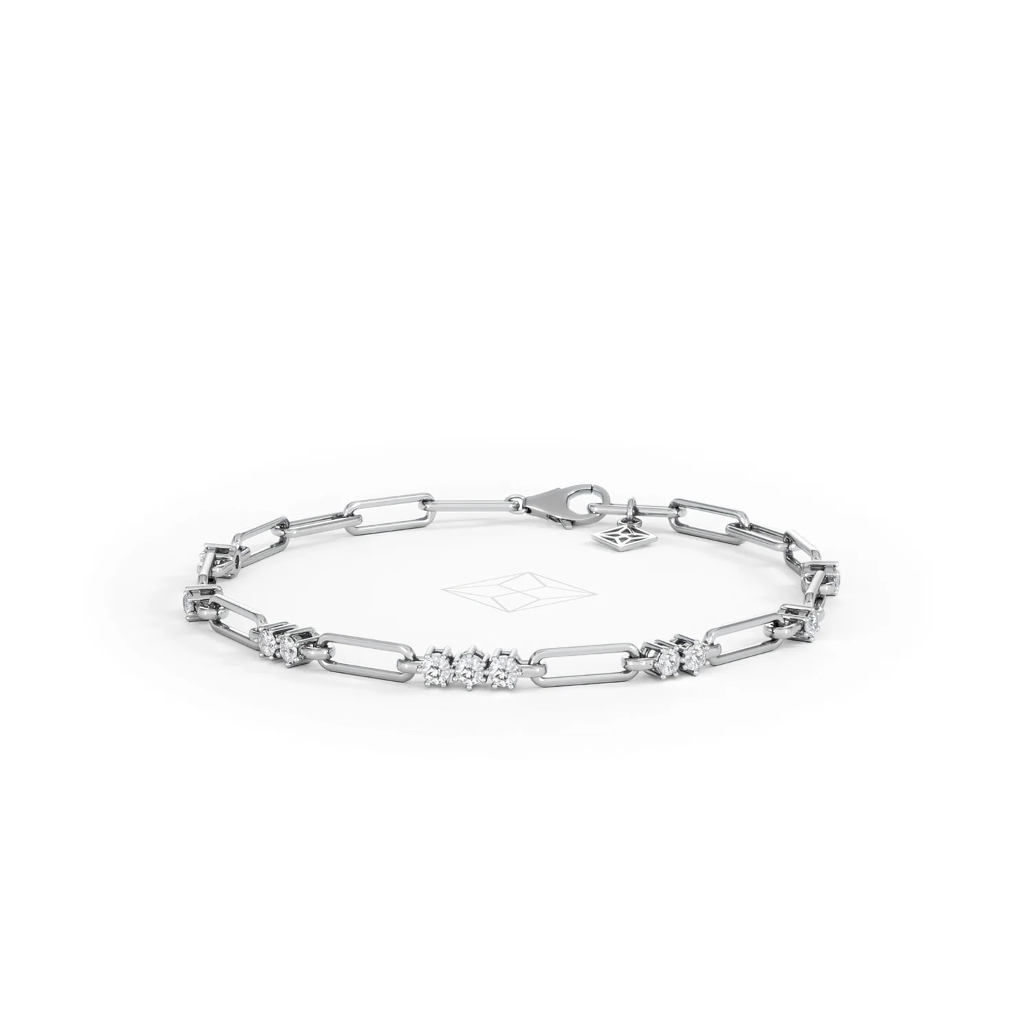 Paperclip 0.75ct Lab Diamond Link Bracelet in 18K White Gold - Image 87
