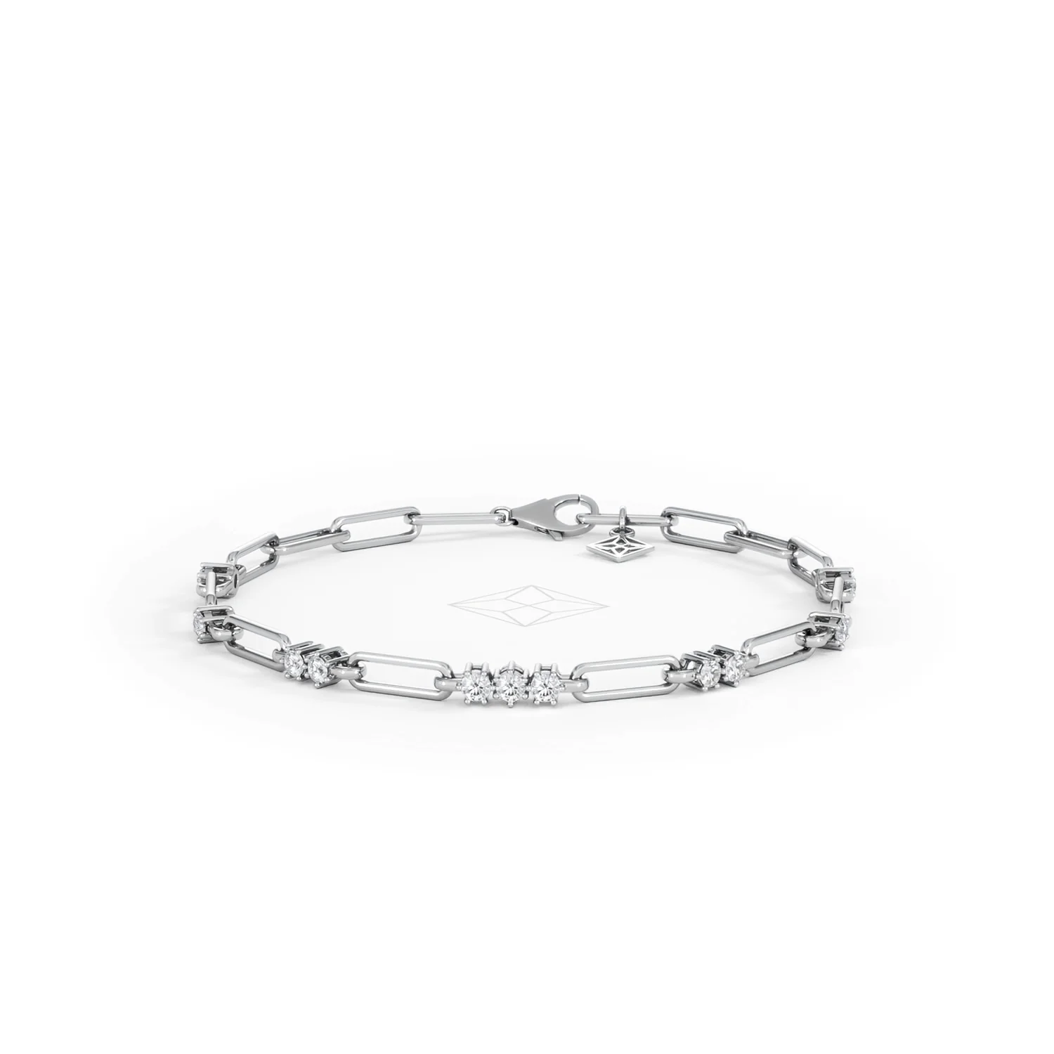 Paperclip 0.75ct Lab Diamond Link Bracelet in 18K White Gold - Image 88