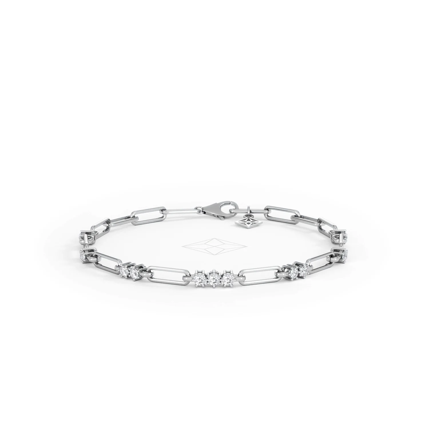 Paperclip 0.75ct Lab Diamond Link Bracelet in 18K White Gold - Image 9
