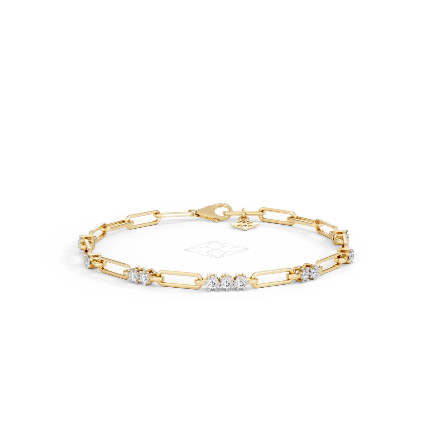 Paperclip 0.75ct Lab Diamond Link Bracelet in 18K Yellow Gold - Image 10
