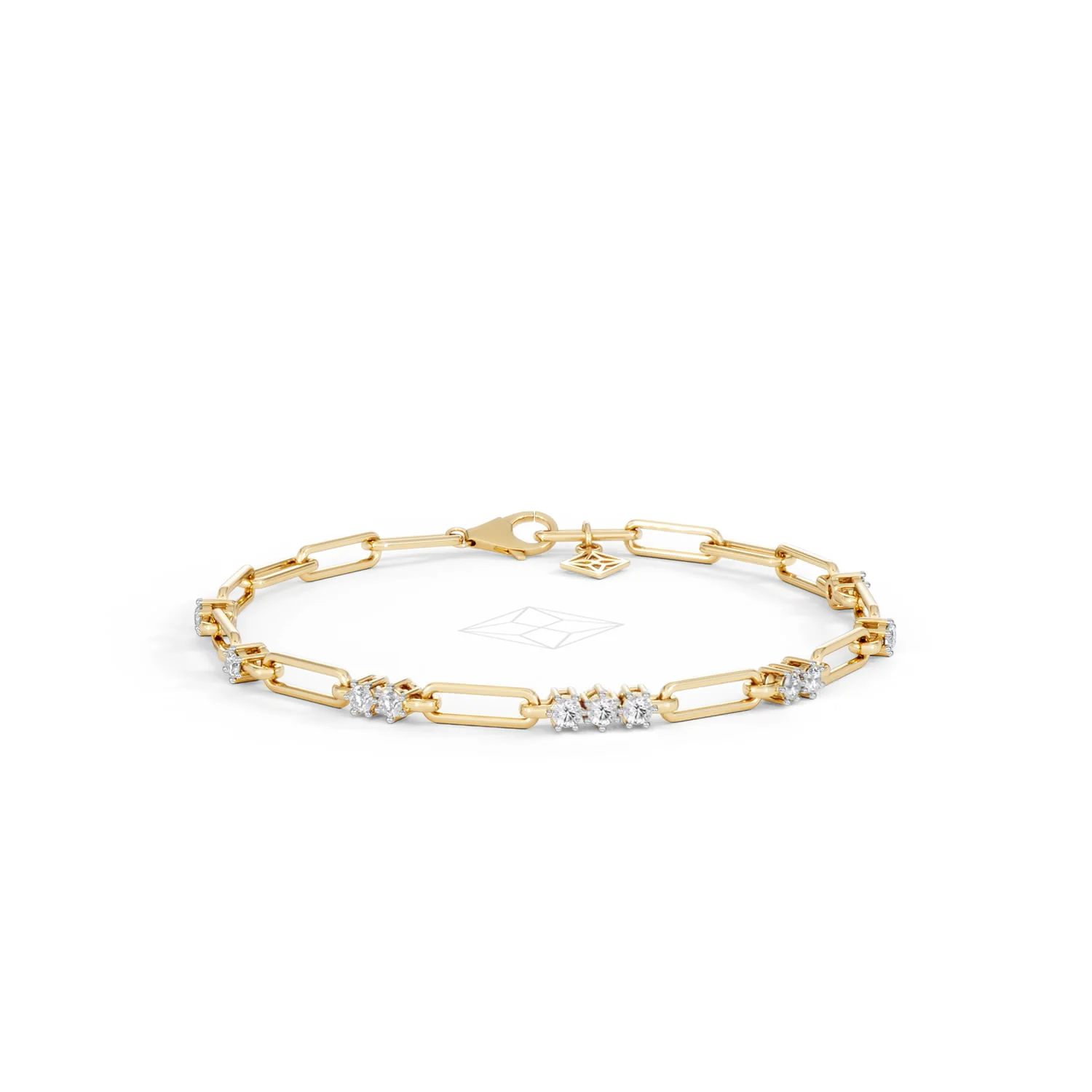 Paperclip 0.75ct Lab Diamond Link Bracelet in 18K Yellow Gold - Image 11