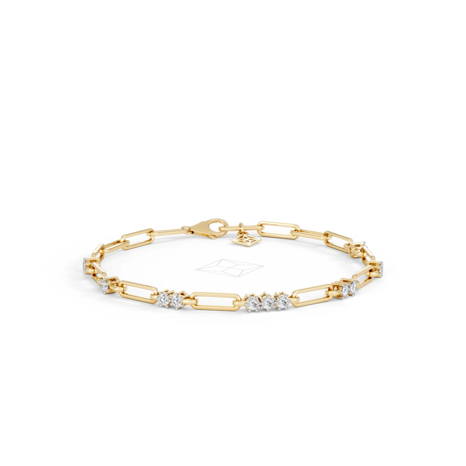 Paperclip 0.75ct Lab Diamond Link Bracelet in 18K Yellow Gold - Image 12