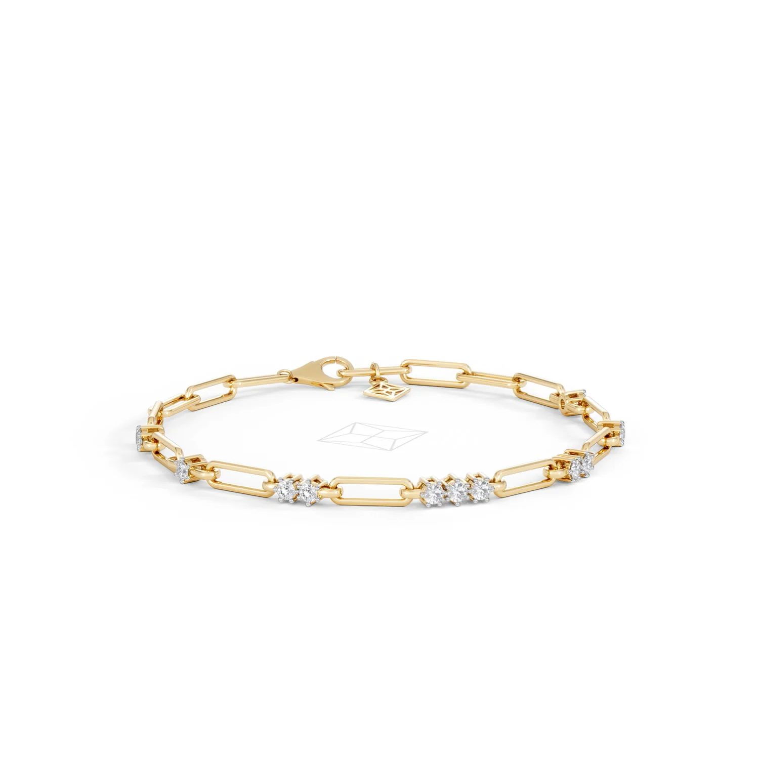 Paperclip 0.75ct Lab Diamond Link Bracelet in 18K Yellow Gold - Image 13