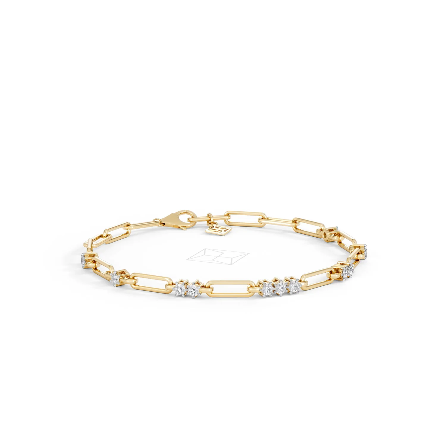Paperclip 0.75ct Lab Diamond Link Bracelet in 18K Yellow Gold - Image 14