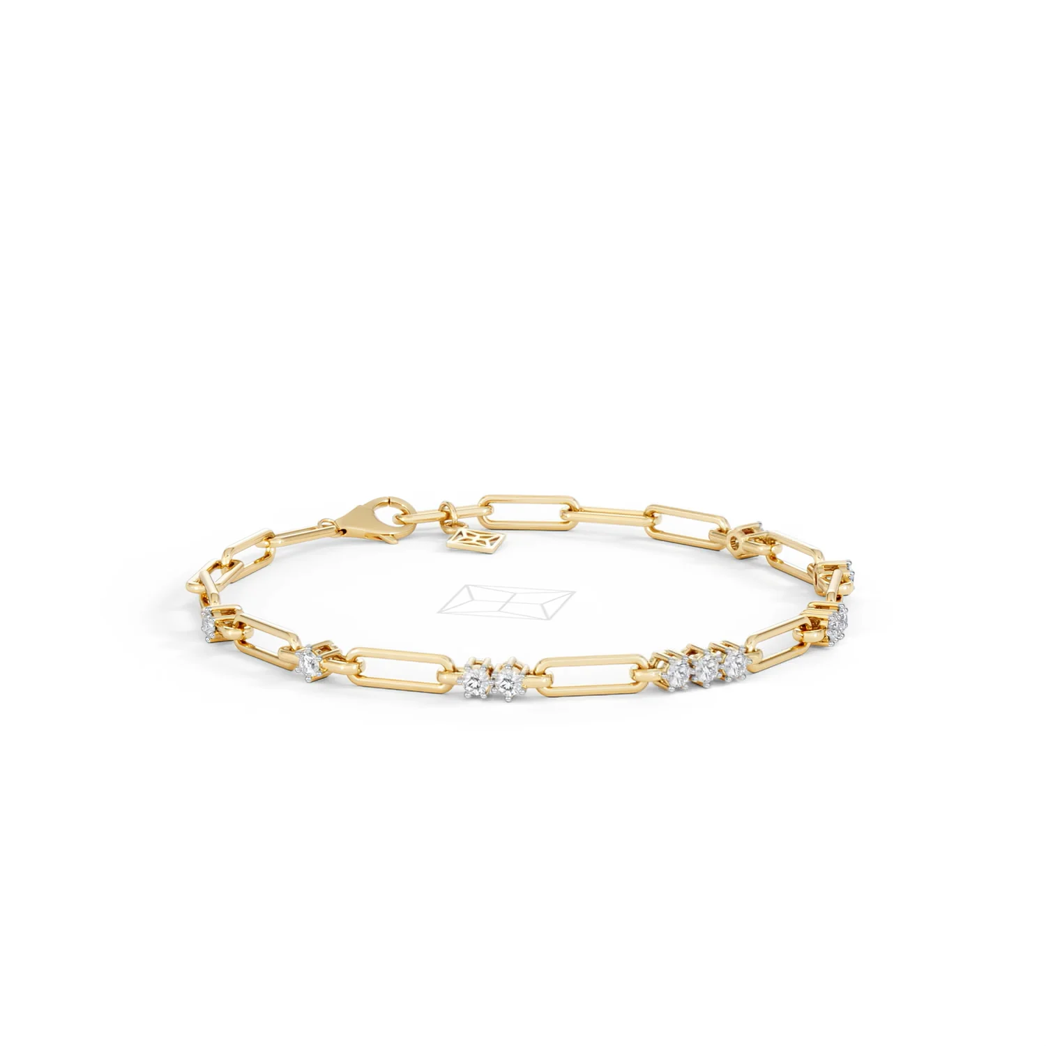 Paperclip 0.75ct Lab Diamond Link Bracelet in 18K Yellow Gold - Image 16