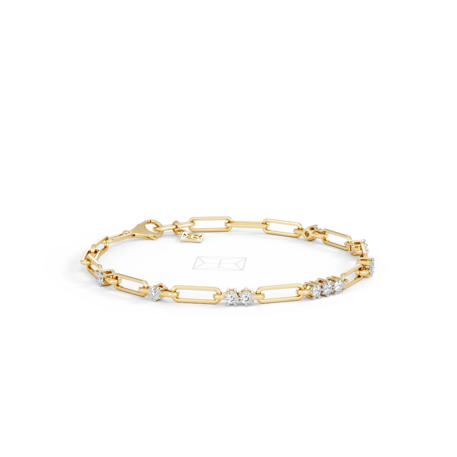 Paperclip 0.75ct Lab Diamond Link Bracelet in 18K Yellow Gold - Image 18