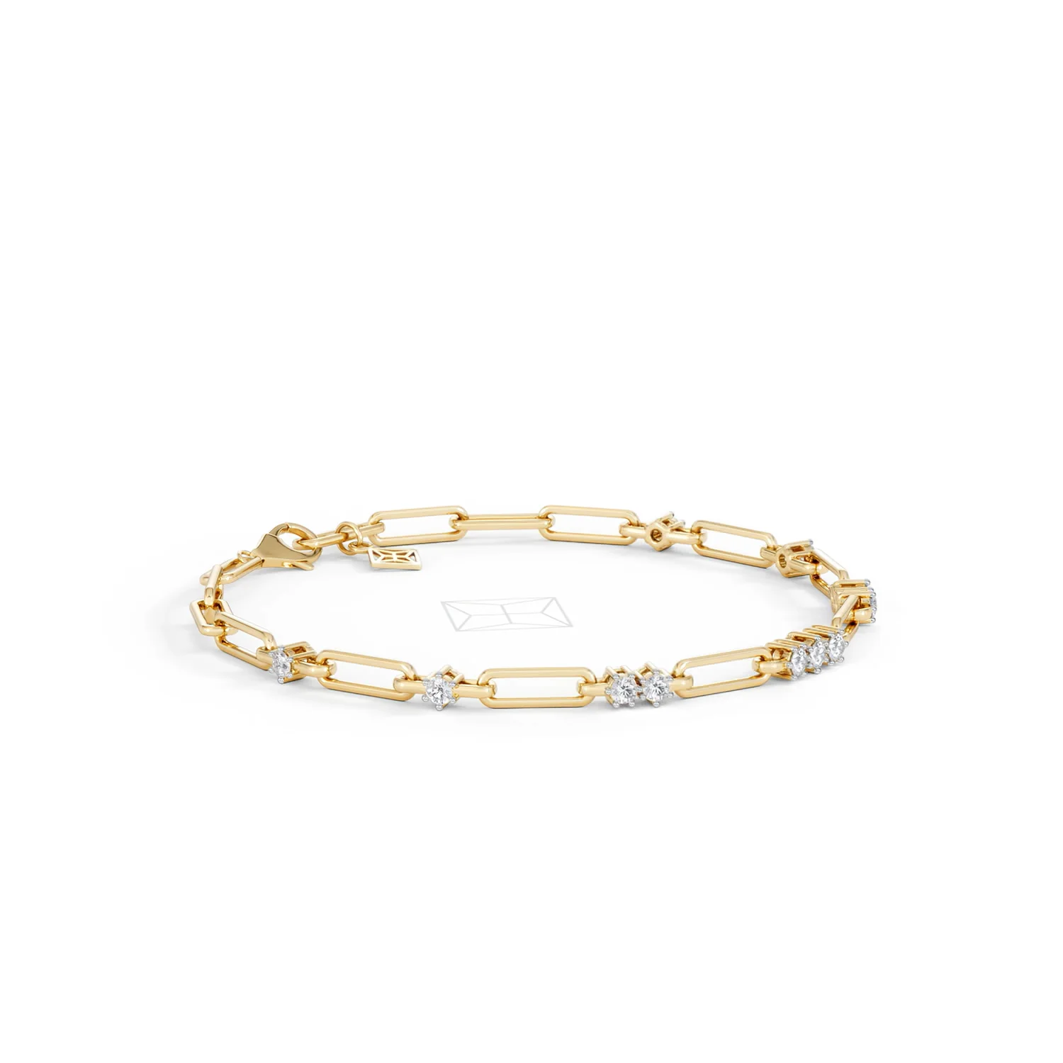 Paperclip 0.75ct Lab Diamond Link Bracelet in 18K Yellow Gold - Image 21