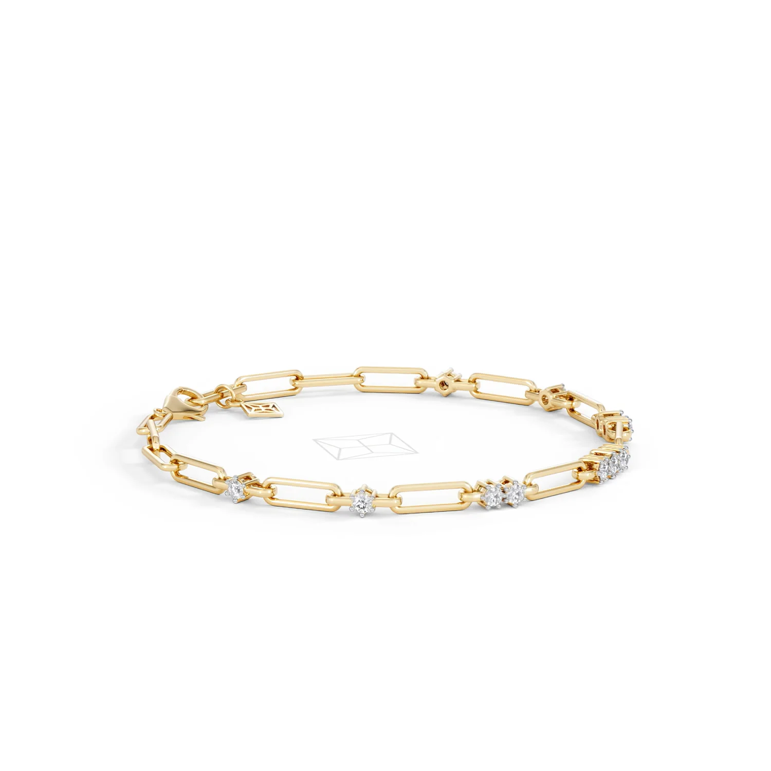 Paperclip 0.75ct Lab Diamond Link Bracelet in 18K Yellow Gold - Image 23