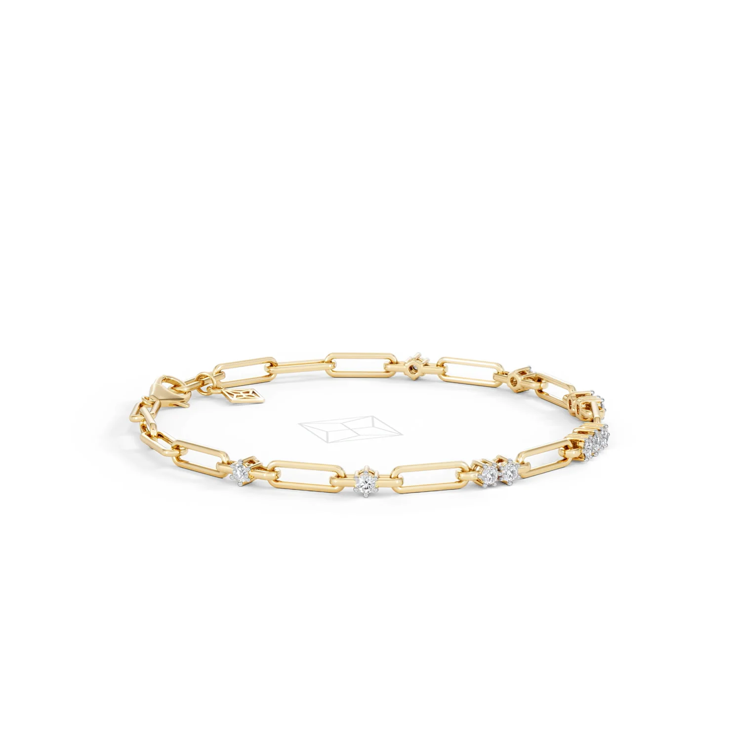 Paperclip 0.75ct Lab Diamond Link Bracelet in 18K Yellow Gold - Image 24