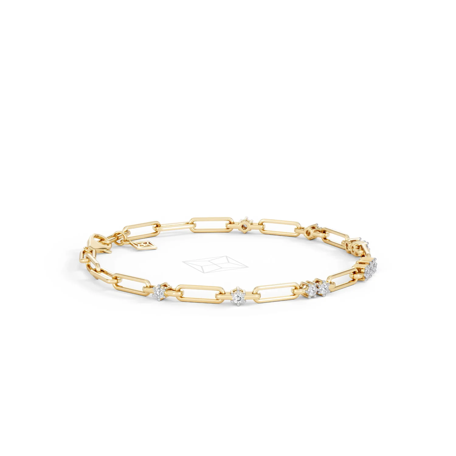 Paperclip 0.75ct Lab Diamond Link Bracelet in 18K Yellow Gold - Image 25