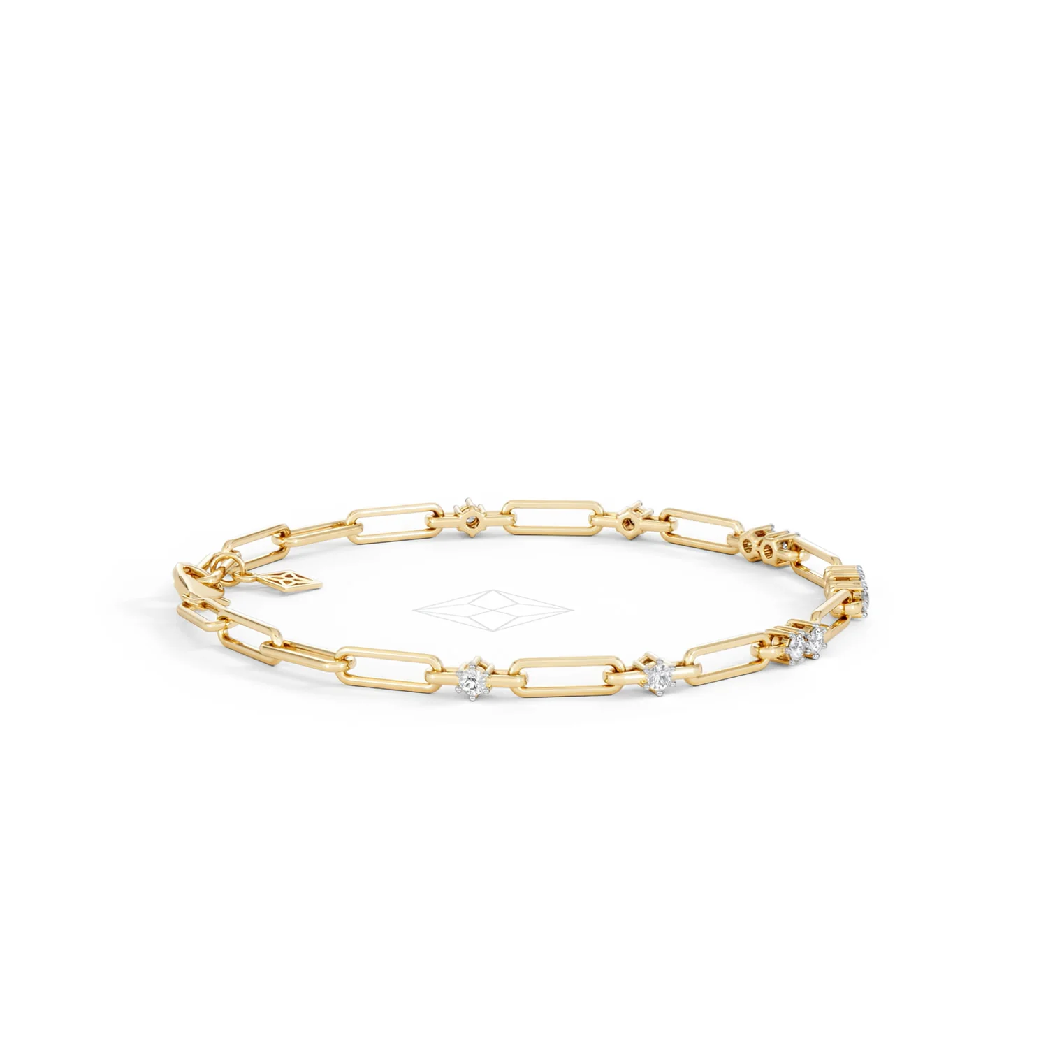 Paperclip 0.75ct Lab Diamond Link Bracelet in 18K Yellow Gold - Image 29
