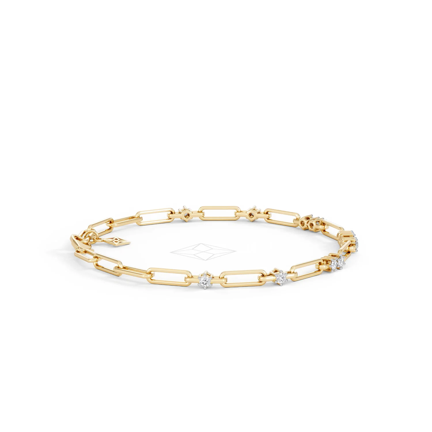 Paperclip 0.75ct Lab Diamond Link Bracelet in 18K Yellow Gold - Image 30